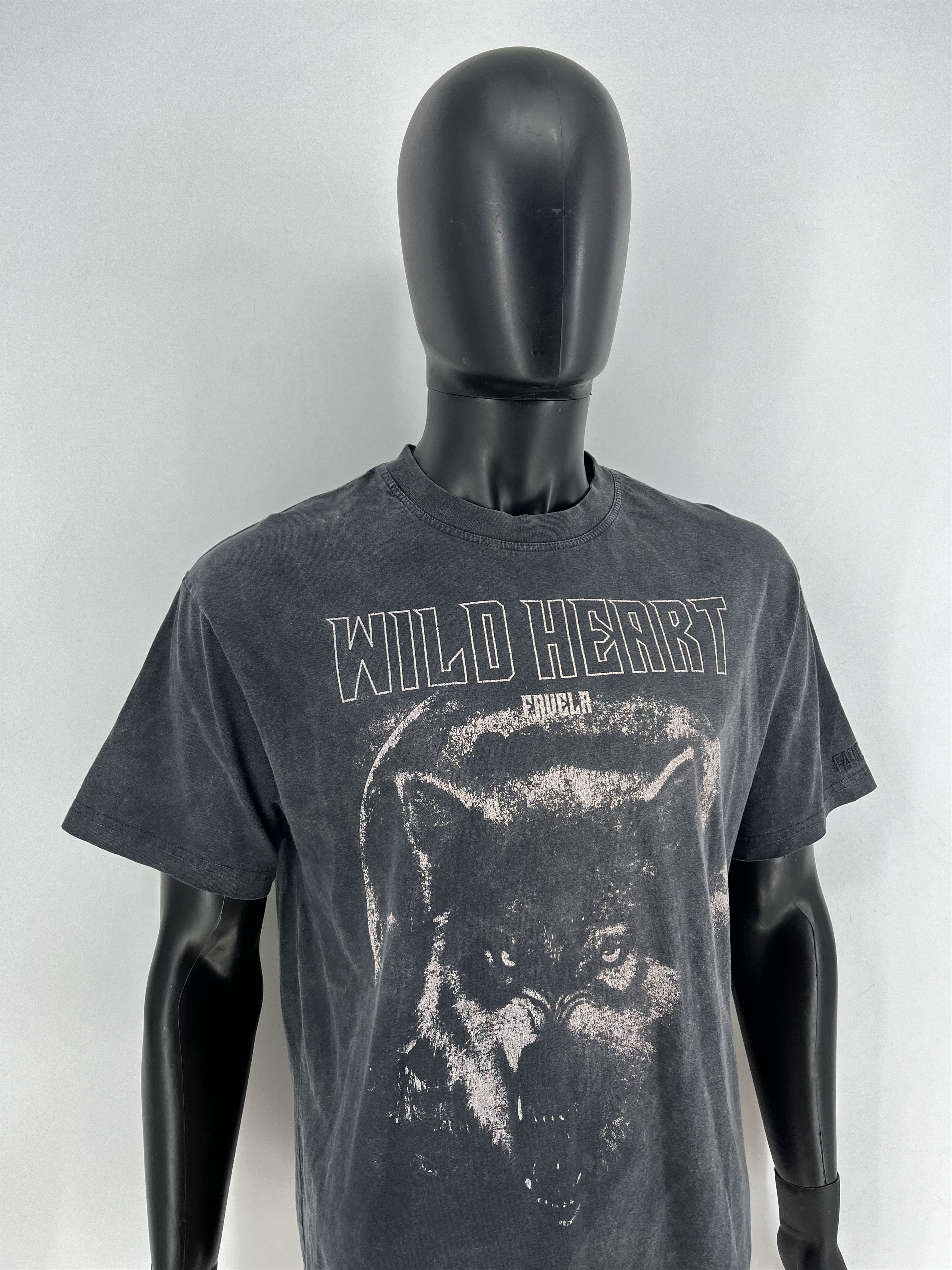 FAVELA FAVELA Vintage Wolf Tee “Wild Heart” Washed Black S Size US S / EU 44-46 / 1 - 4 Thumbnail