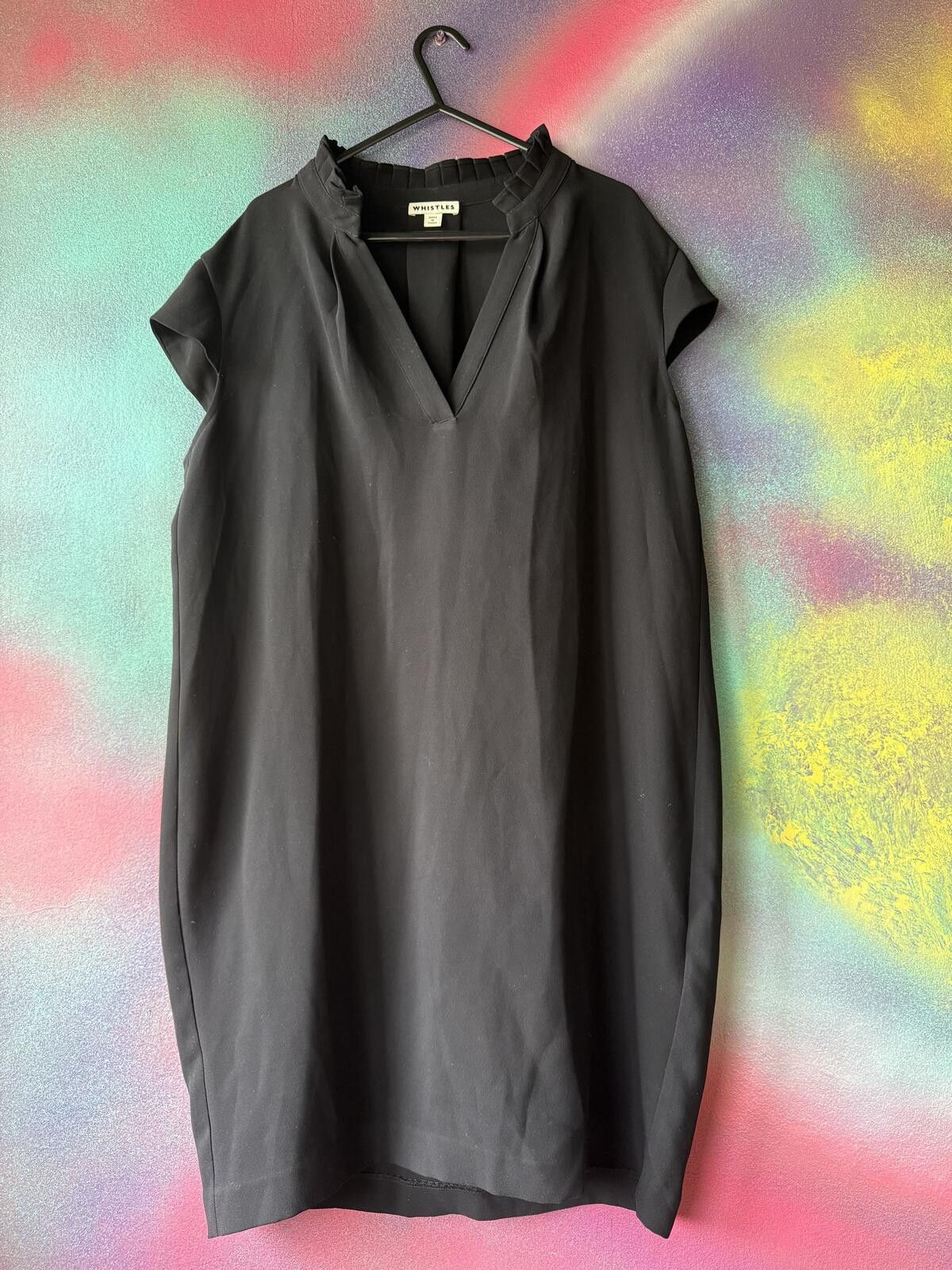 Other Whistles Paige V-Neck Crepe Dress Black Shift LBD Size L / US 10 / IT 46 - 1 Thumbnail