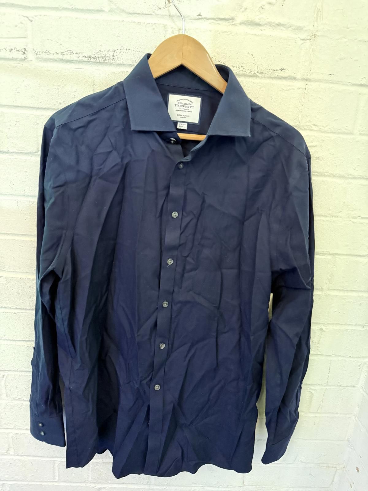 Charles Tyrwhitt Charles Tyrwhitt Navy Blue Men's Dress Shirt Size 38R - 2 Thumbnail
