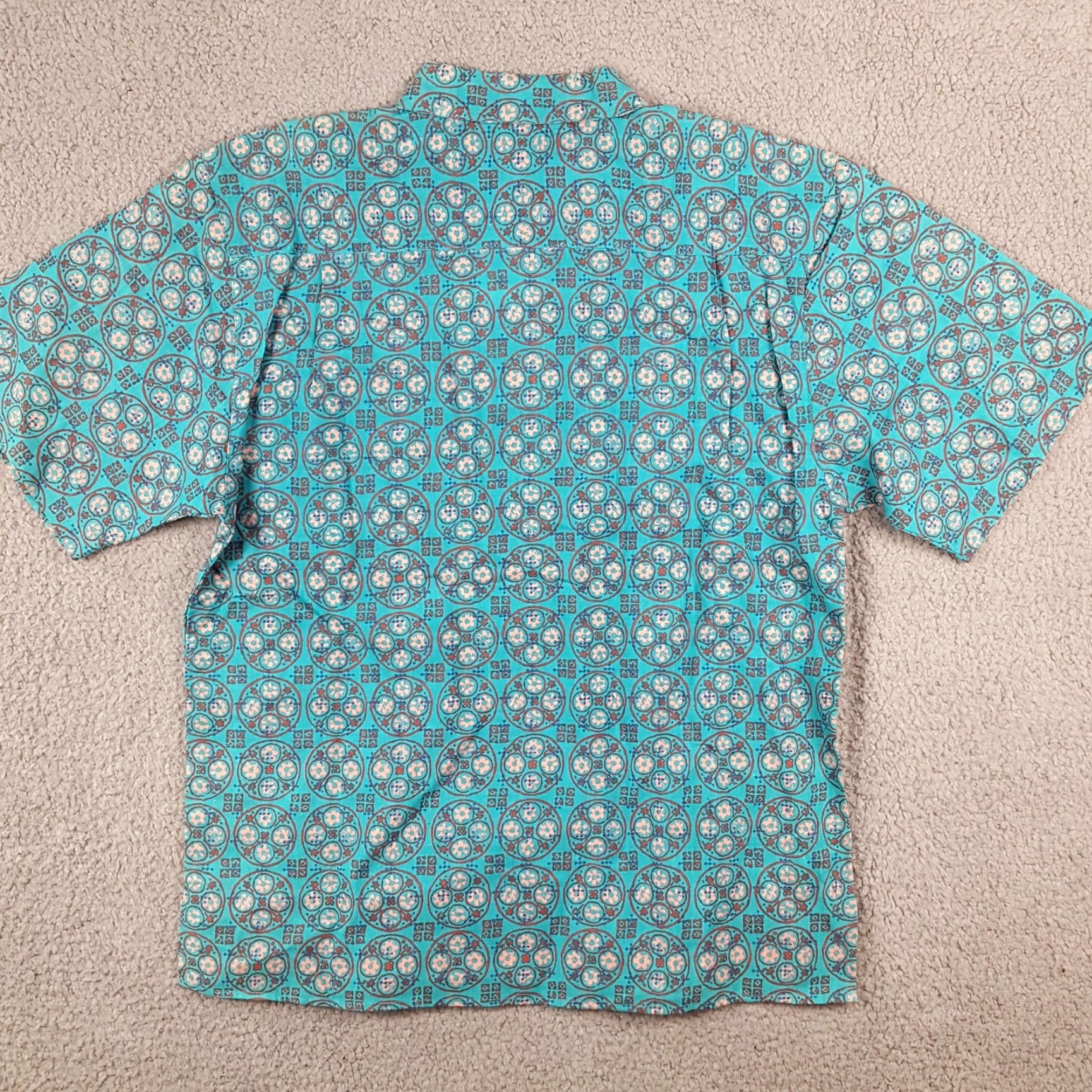 Vintage Vintage Aurea Women's Button-Up Shirt 8 Blue Geometric 90s Retro Casual Preppy Cotton Ramie Size M / US 6-8 / IT 42-44 - 4 Thumbnail