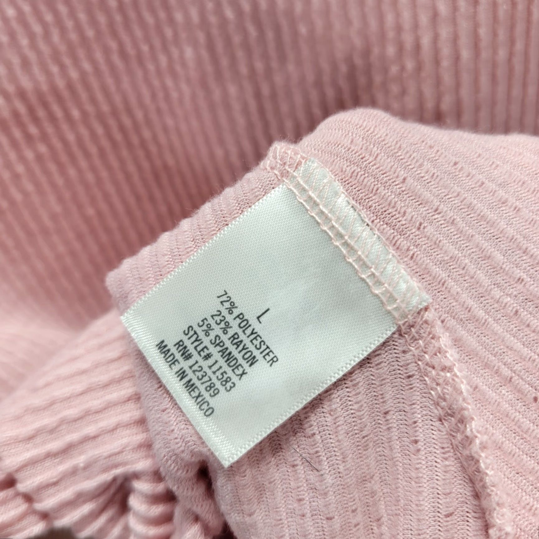 Vintage Mi Ami Blouse Long Sleeve Pink Ribbed Knit Peplum Hem V-Neck Sz L Womens Size L / US 10 / IT 46 - 6 Thumbnail