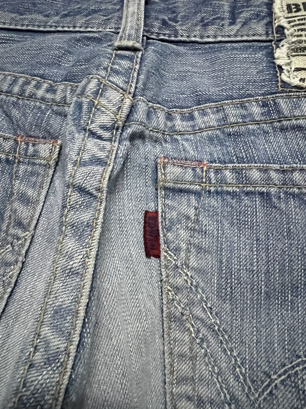 Edwin × Japanese Brand 💥Flare💥Edwin 503 Blue Trip Faded Distressed Jean Size US 30 / EU 46 - 19 Thumbnail