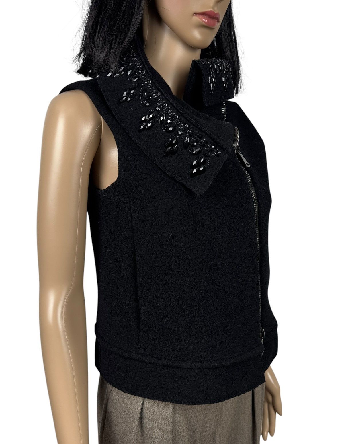 Emporio Armani Emporio Armani Full-Zip Vest Wool-Cotton Decorated Stones 40 Size S / US 4 / IT 40 - 10 Thumbnail