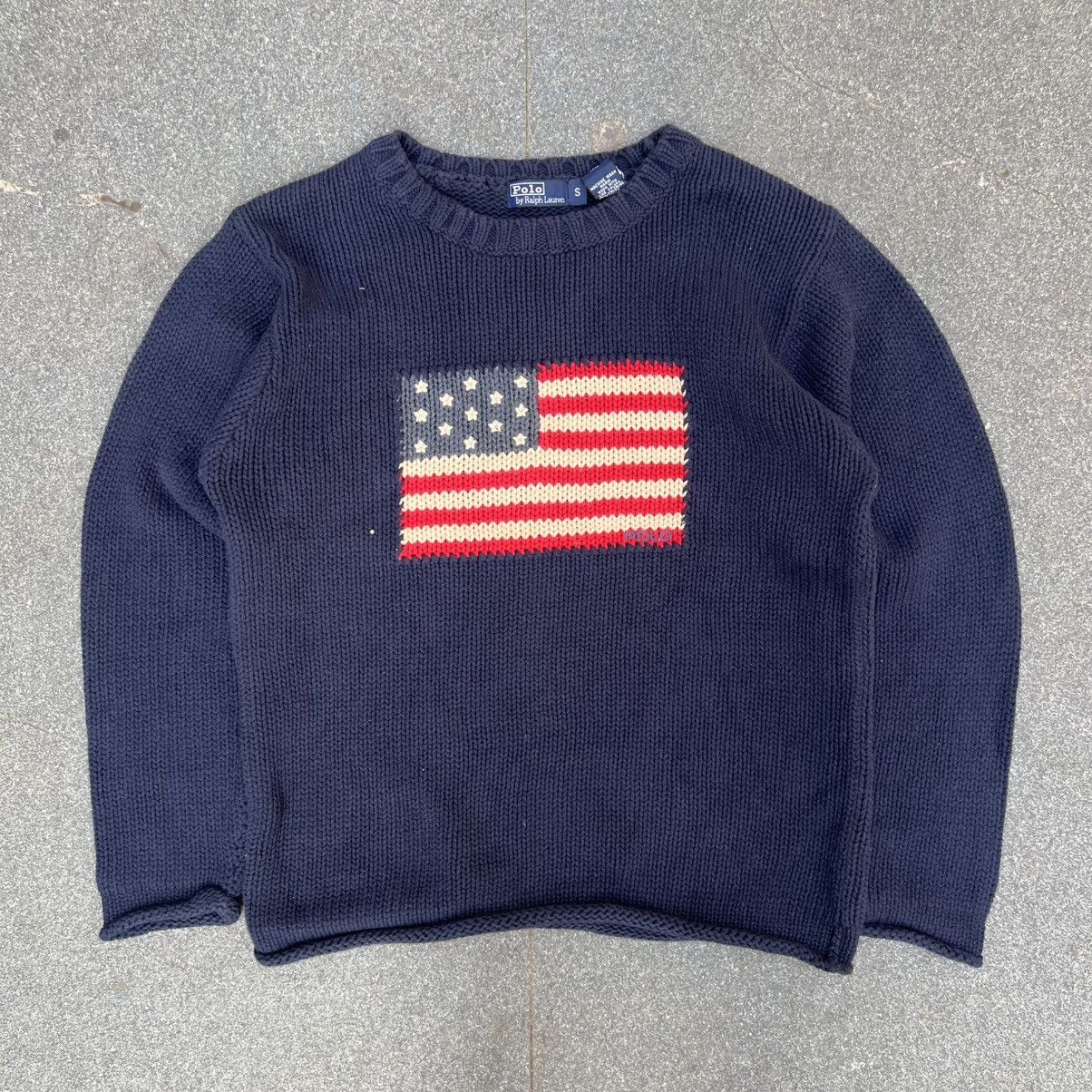Designer × Polo Ralph Lauren × Vintage Vintage Polo Ralph Lauren American Flag Knit Sweater Size US S / EU 44-46 / 1 - 1 Thumbnail