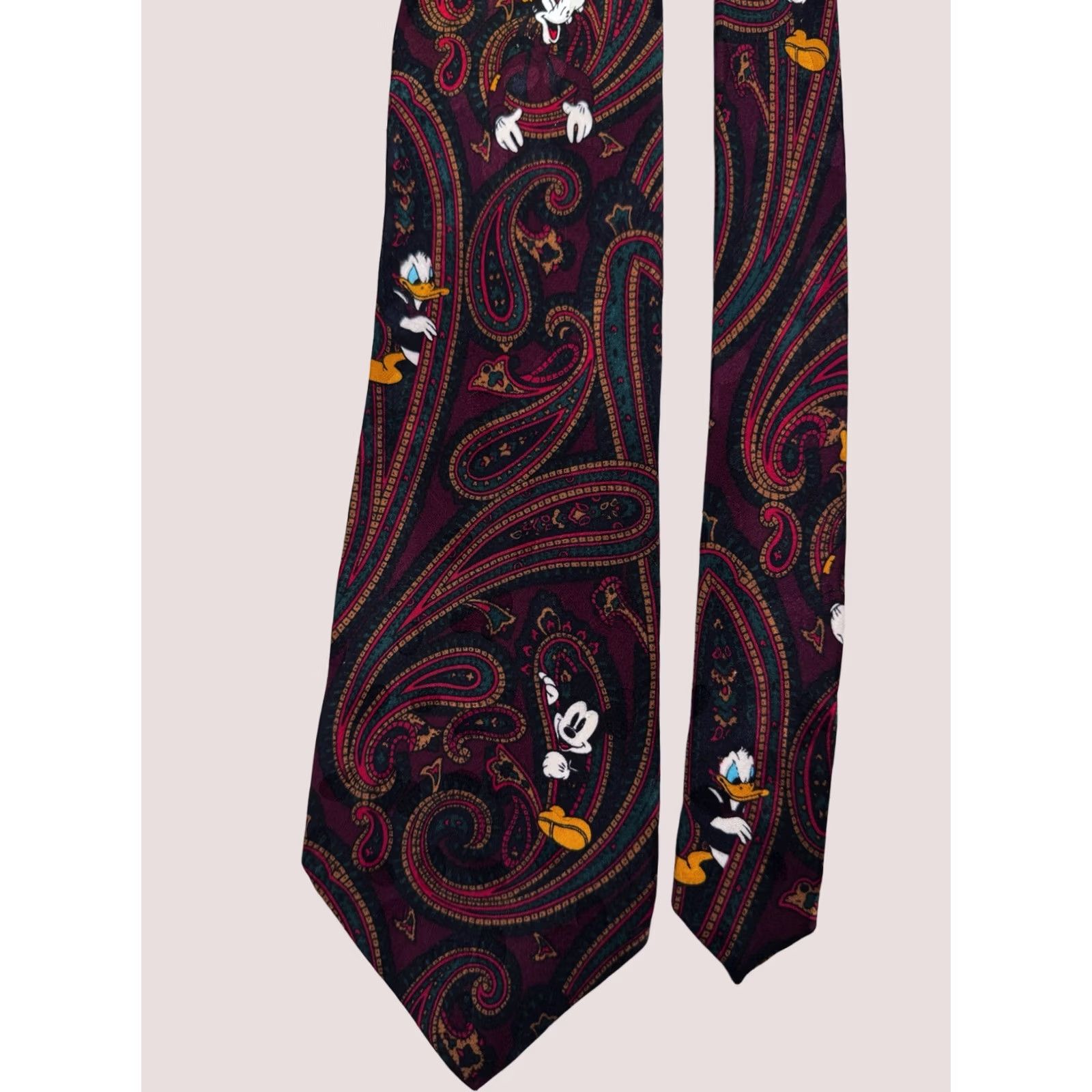 Disney VTG Disney Mickey Mouse Goofy Donald Paisley Neck Tie Shirt Mens Multicolor 90s Concert Theme Size ONE SIZE - 1 Thumbnail