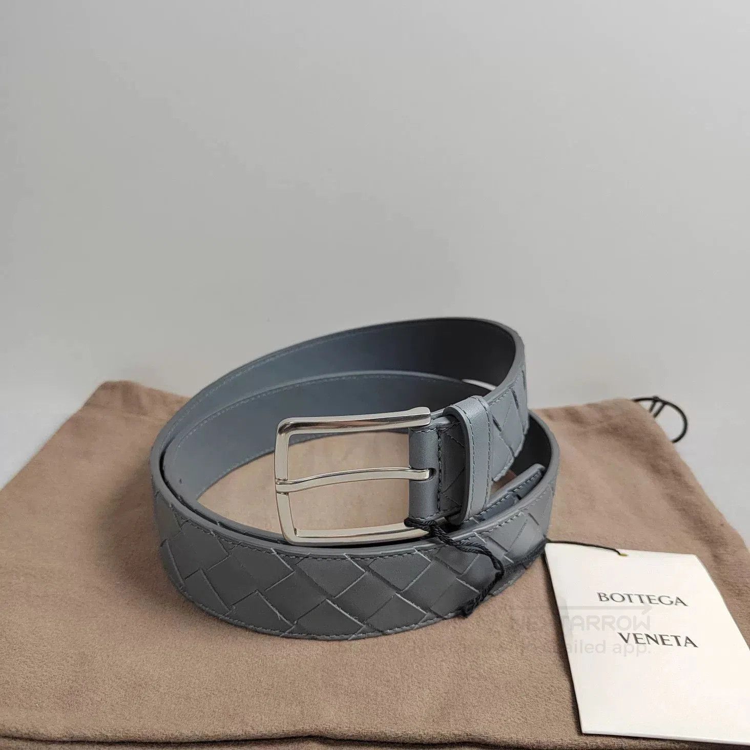 Bottega Veneta Bottega Veneta Gray Woven Leather Belt. Size ONE SIZE - 1 Thumbnail