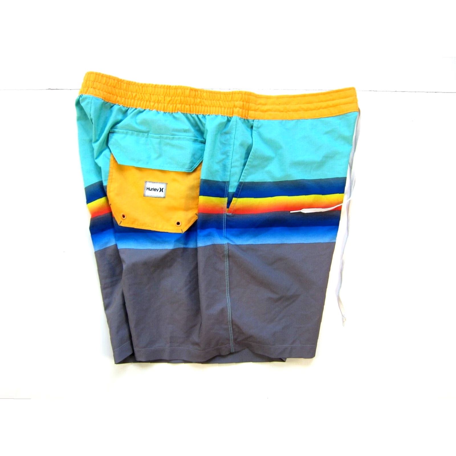 Hurley Hurley Board Short Men 38 Teal Grey Orange Stripe Stretch Pocket Surf Beach Size US 38 / EU 54 - 5 Thumbnail