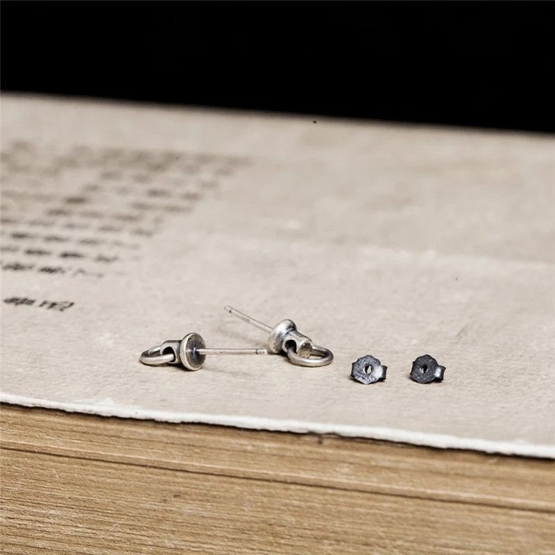 Jewelry Knocker Pull Ring Stud Earrings 925 Sterling Ear Studs Charm Size ONE SIZE - 5 Thumbnail