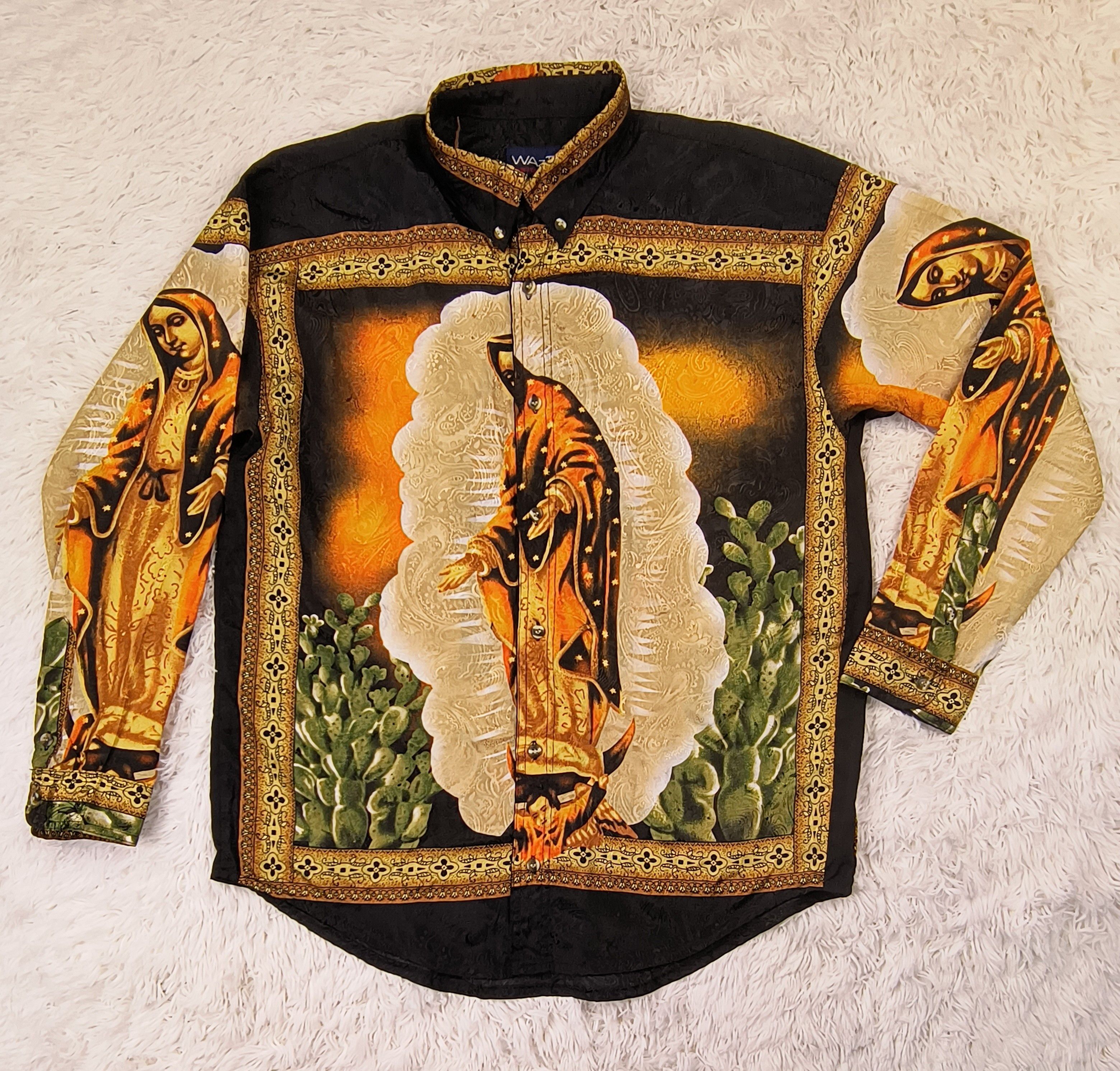 Mexican Threads Vintage virgin lady Guadalupe 90s button up LS shirt Size US L / EU 52-54 / 3 - 3 Thumbnail