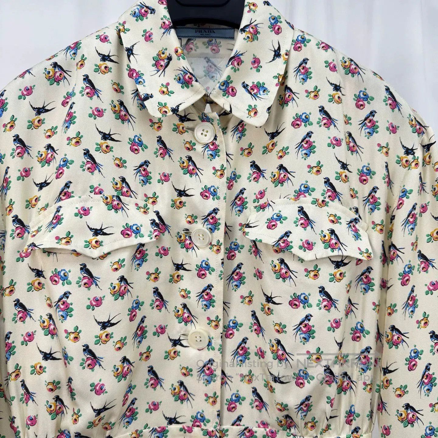 Prada Prada Magpie Floral Triangle Logo Silk Dress. Size S / US 4 / IT 40 - 3 Thumbnail