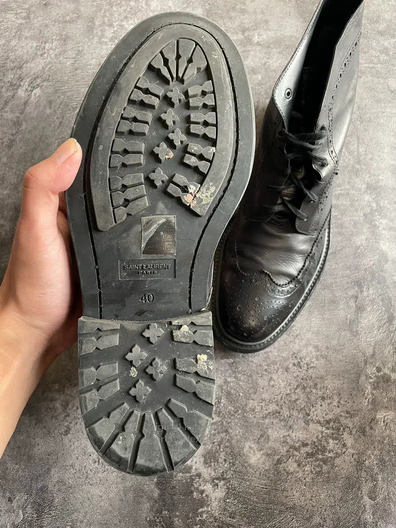 Saint Laurent Paris Saint Laurent Paris Brocade Carved Short Military Boots Size US 7 / EU 40 - 4 Thumbnail