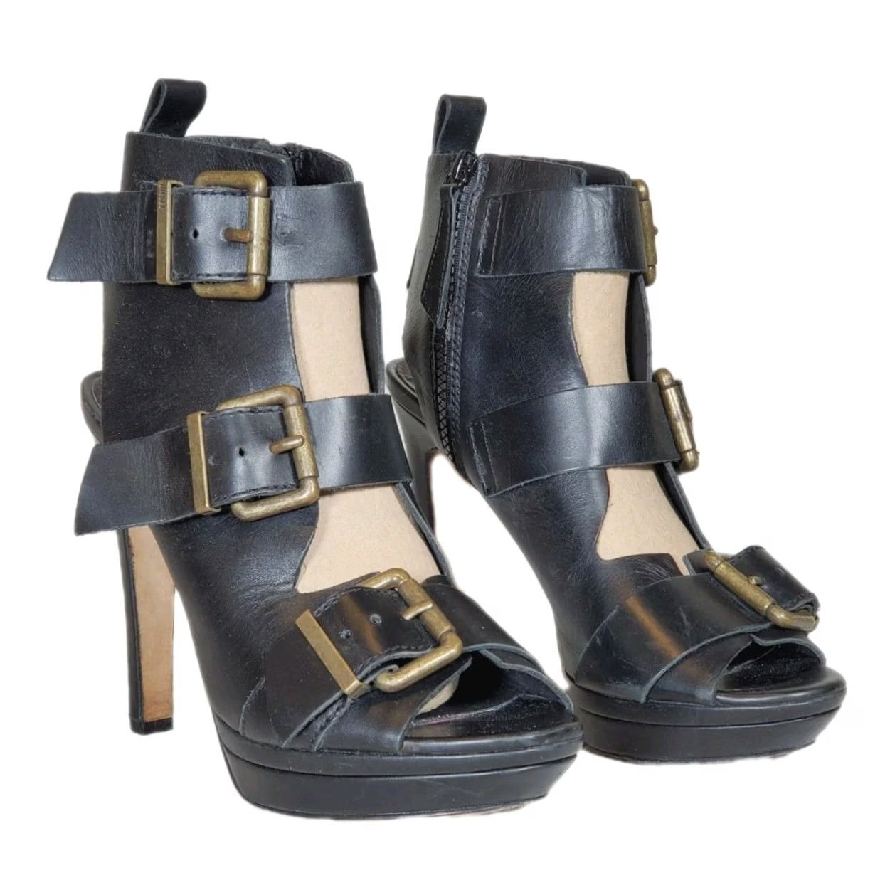 Diesel Diesel Riley Black Leather Strappy Platform High Heeled Sandals Women's US 10 EU 41 Size US 10 / IT 40 - 2 Thumbnail