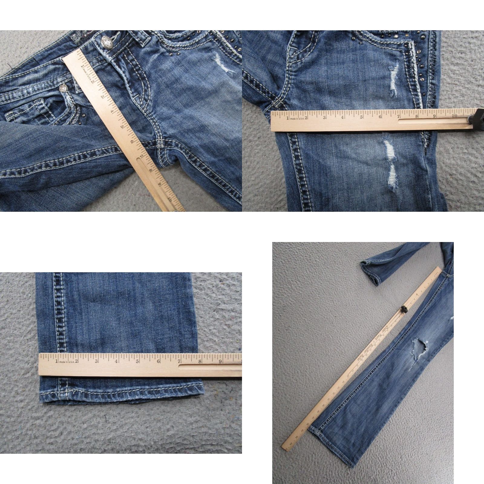 Silver Jeans Co. Silver Jeans Co Aiko Bootcut Distressed Blue Denim Jeans Women's 27X33 Size 27 33 Blue Jeans Distressed 5-Pocket Design Womens Jeans Size 27" / US 4 / IT 40 - 8 Thumbnail