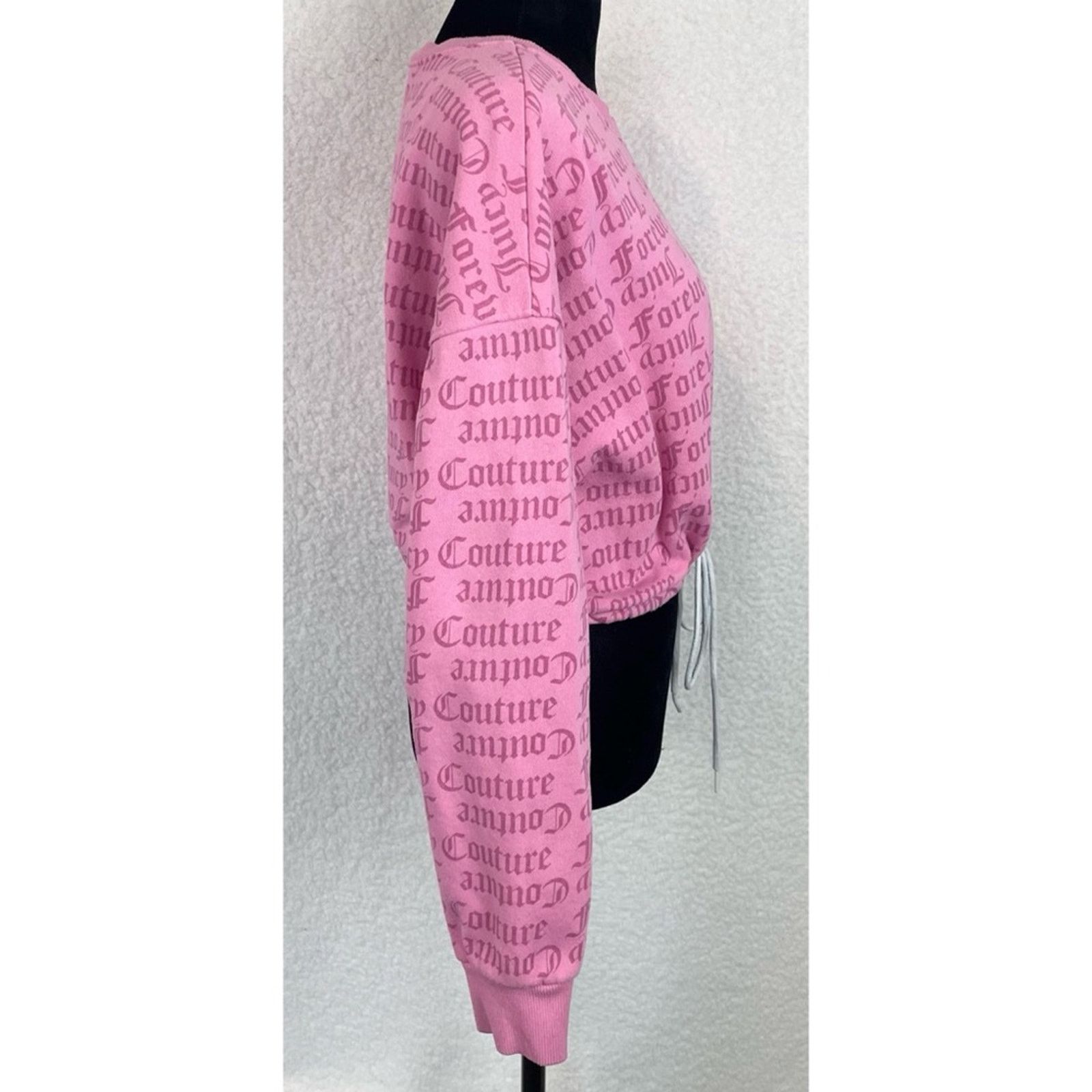 Juicy Couture JUICY COUTURE x F21 • Pink Logo Print Cropped Tie Sweatshirt Size M / US 6-8 / IT 42-44 - 9 Thumbnail