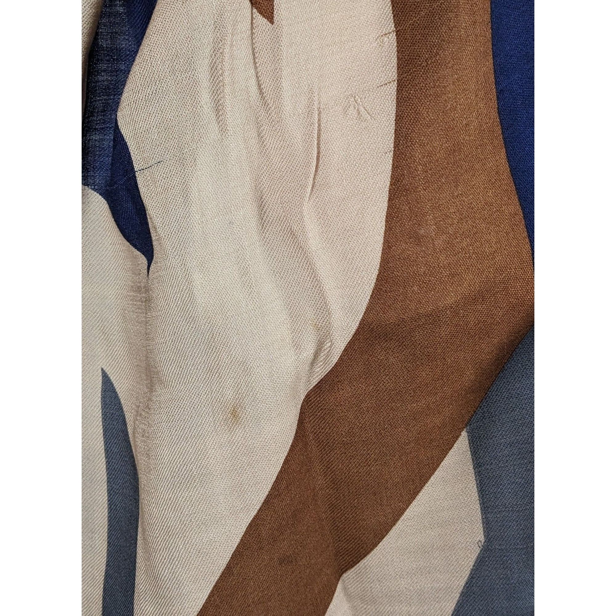 Other Vintage 70s Brown And Blue Abstract Geometric Scarf Size ONE SIZE - 5 Thumbnail