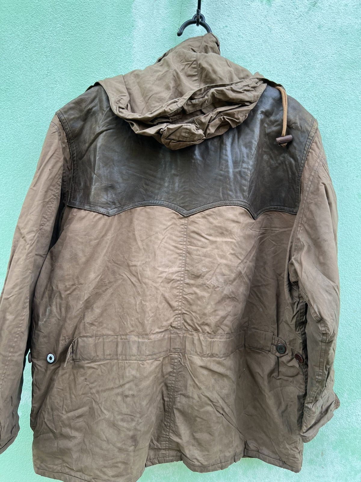 Nigel Cabourn ARCHIVE 90s Nigel Cabourn Waxed Hunting Jacket Leather Yoke Size US XL / EU 56 / 4 - 9 Thumbnail