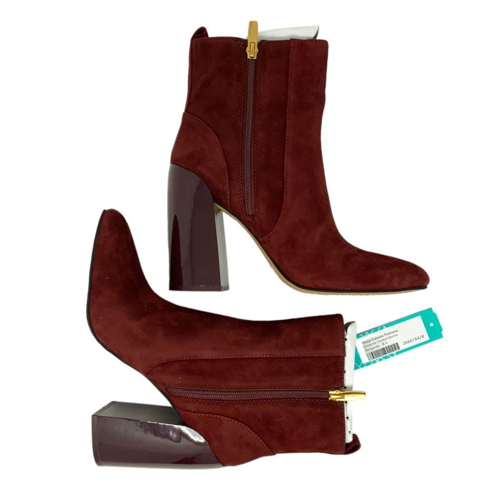 Vince Camuto Vince Camuto Enverna Suede Block Heel Bootie Burgundy 8.5 Size US 8.5 / IT 38.5 - 2 Thumbnail
