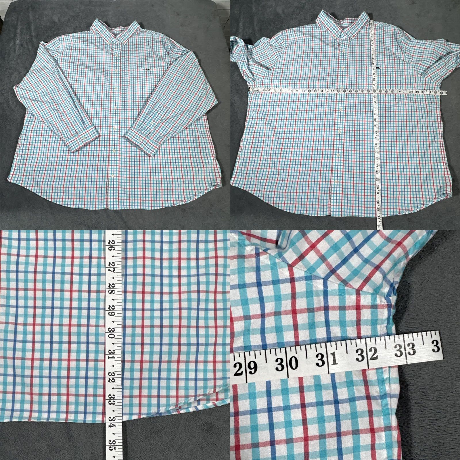 Vineyard Vines Vineyard Vines Shirt Mens Big 4X Blue Check Stretch Long Sleeve Button Down Size US XXL / EU 58 / 5 - 8 Thumbnail