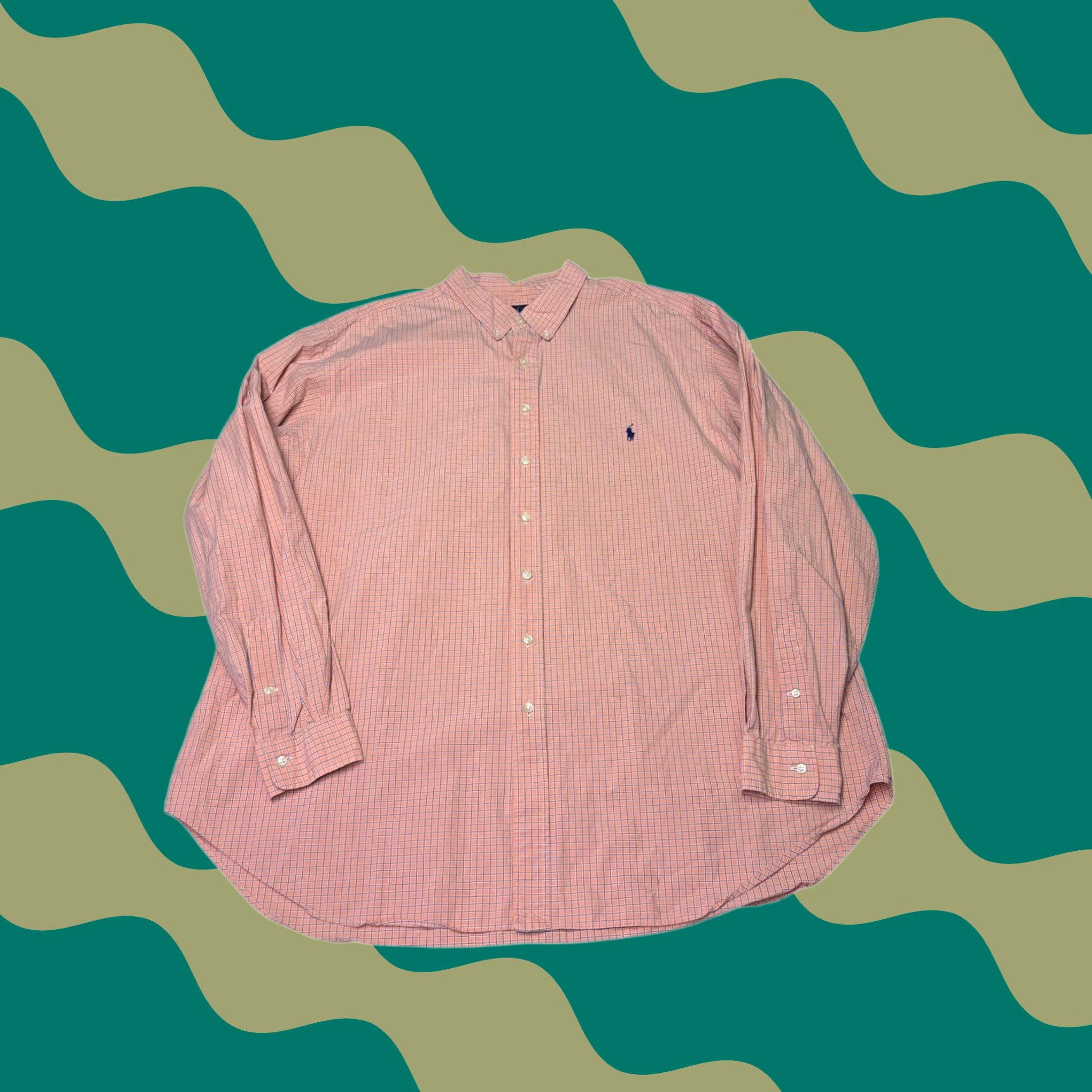 Polo Ralph Lauren Polo Ralph Lauren Mens 3XLT Tall Orange Blue Check Classic Fit Button Down Shirt Size US XXL / EU 58 / 5 - 1 Thumbnail