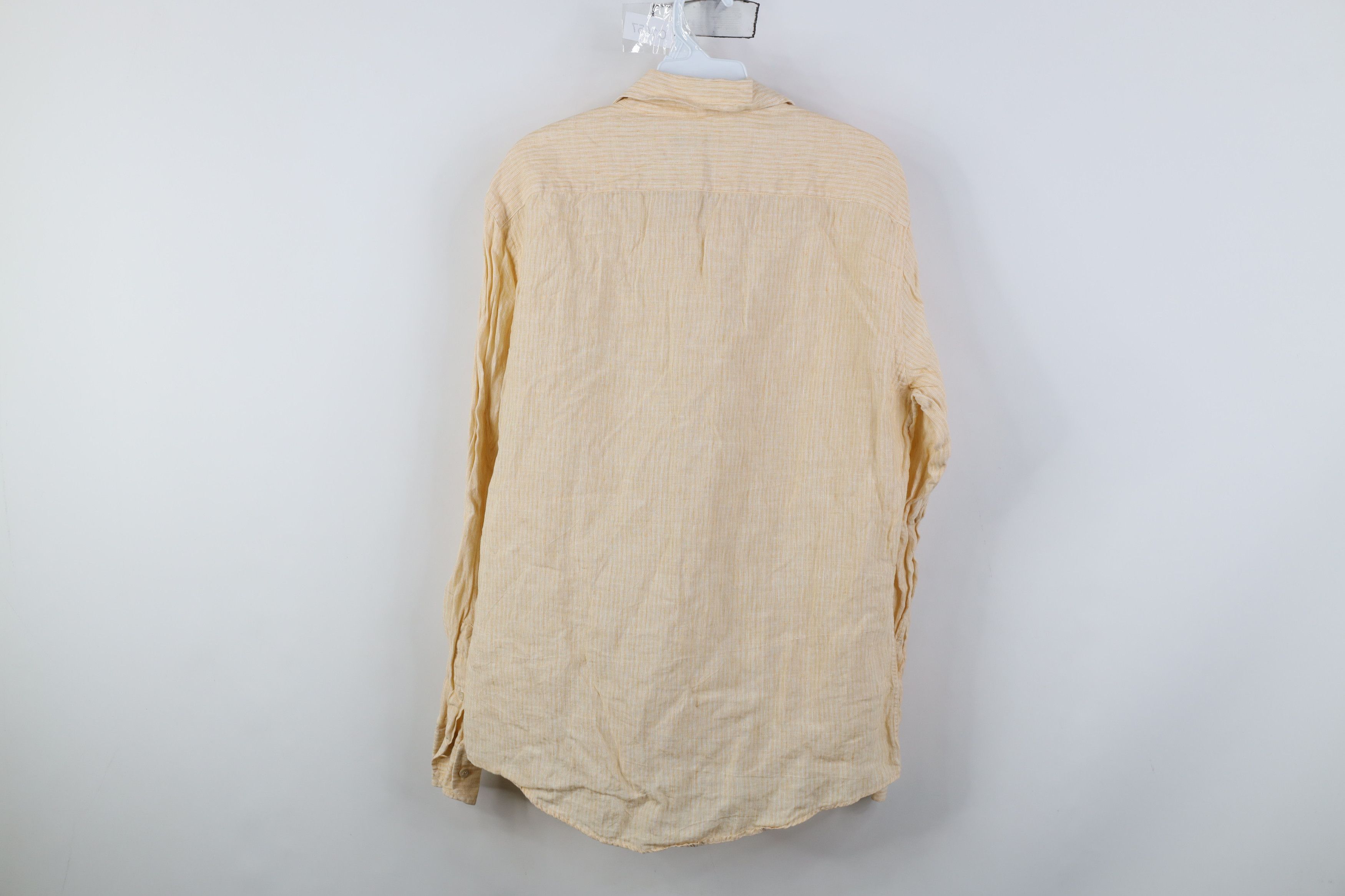 Ermenegildo Zegna Ermenegildo Zegna Linen Striped Collared Button Shirt Orange Size US M / EU 48-50 / 2 - 10 Thumbnail