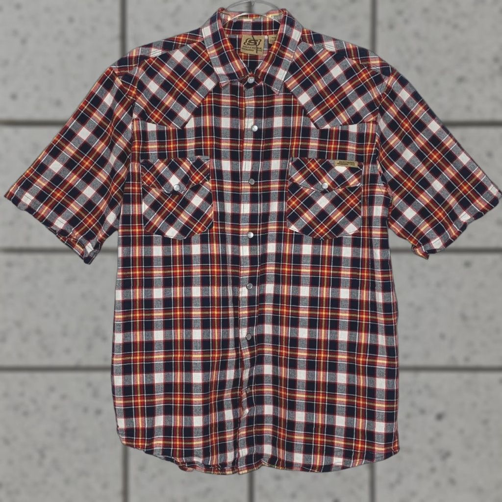 SKECHERS Skechers for Work Mens Size M Shirt Button-Up Short Sleeve Plaid Made to Last Mens Shirt Size US M / EU 48-50 / 2 - 1 Thumbnail