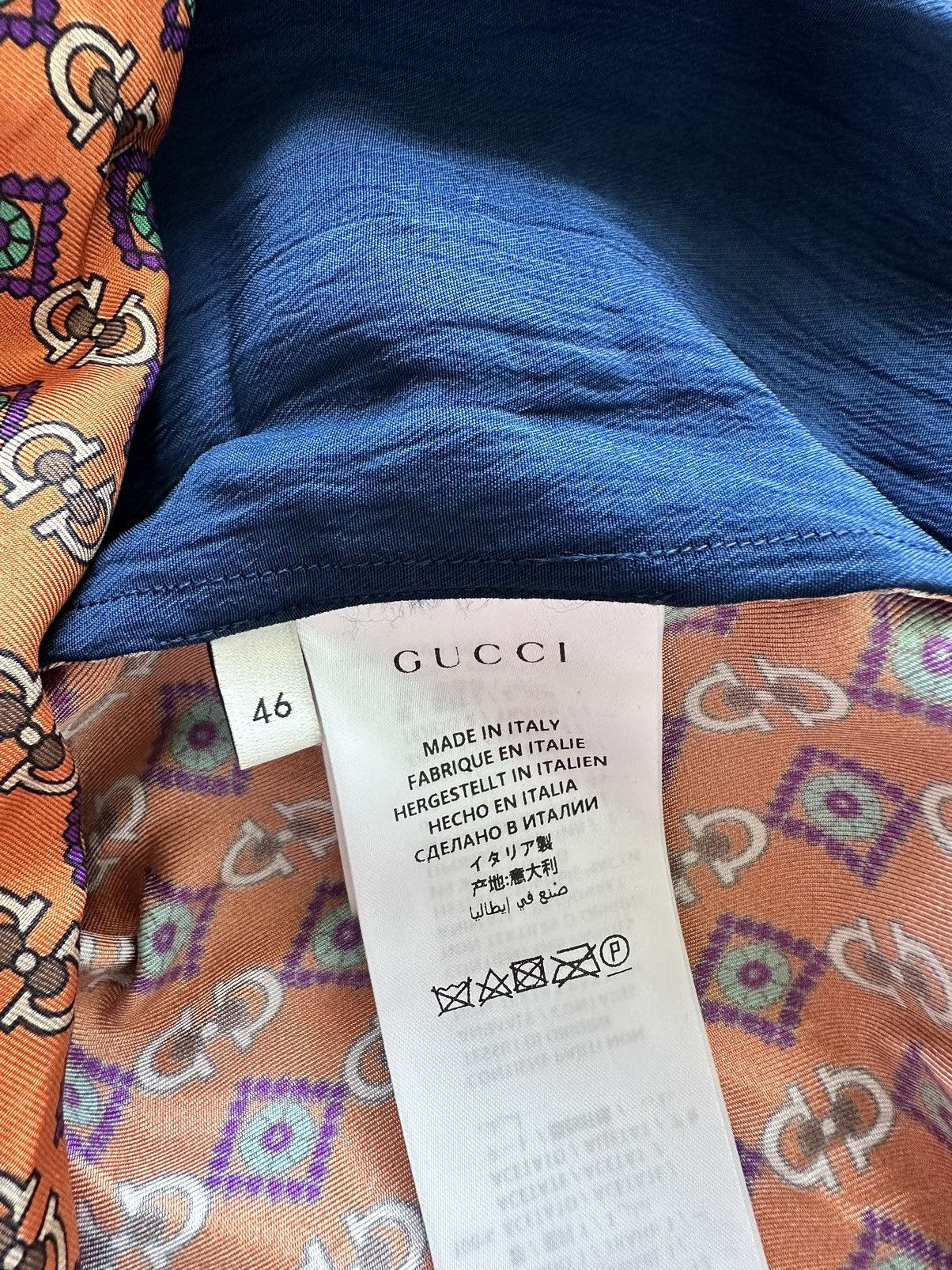 Gucci Gucci Acetate Blue Multi Bowling Button Up Shirt sz 46 Size US S / EU 44-46 / 1 - 6 Thumbnail