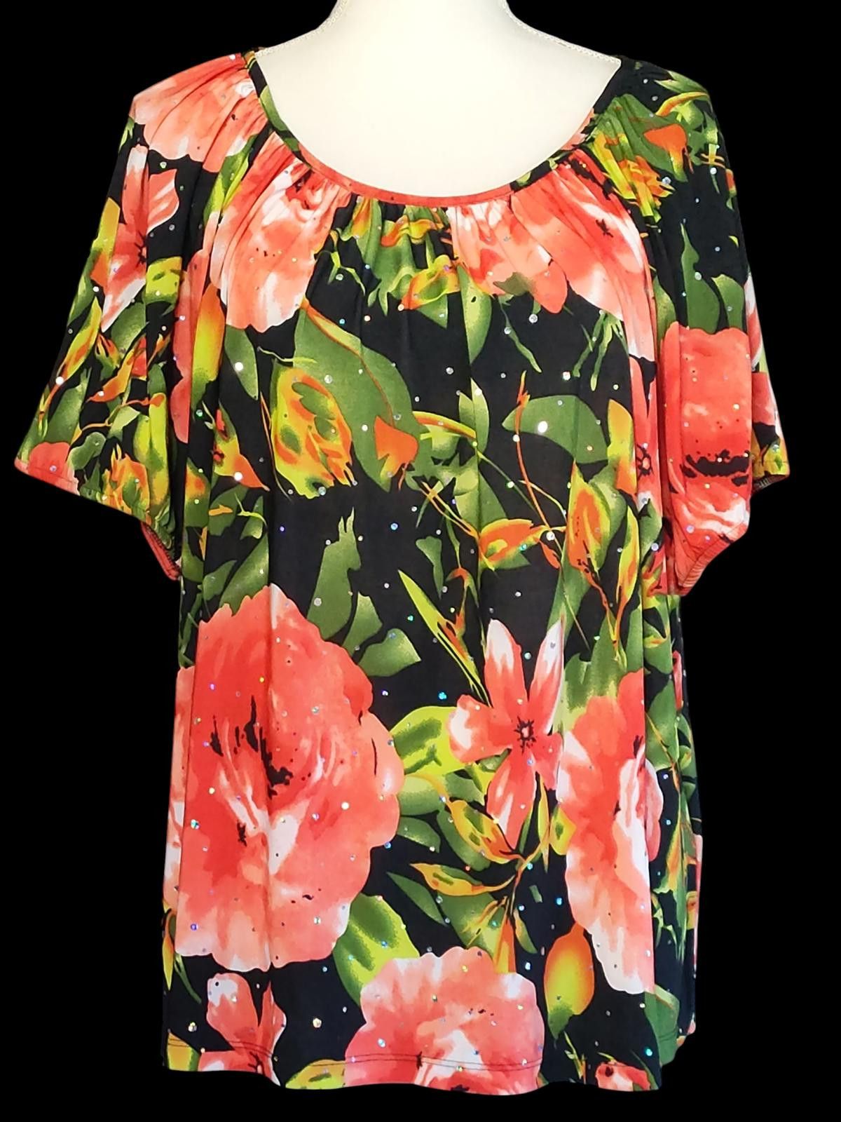 Other C.D. Daniels Floral Print Women's Tunic Top w Short Sleeves Size XXL / US 16-18 / IT 52-54 - 3 Thumbnail