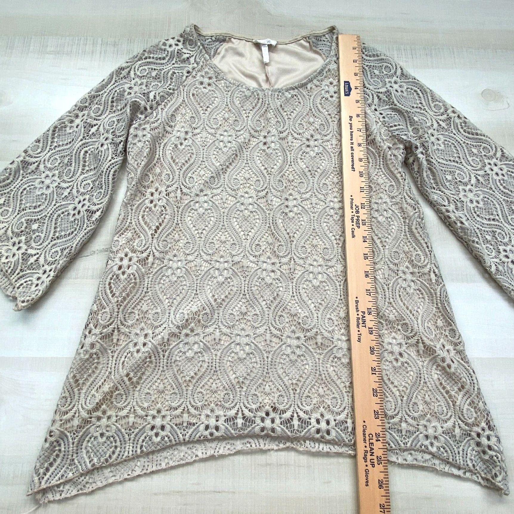 Vintage Brittany Black Womens Beige Lace 3/4 Sleeve Blouse Small Regular Fit Size S / US 4 / IT 40 - 5 Thumbnail