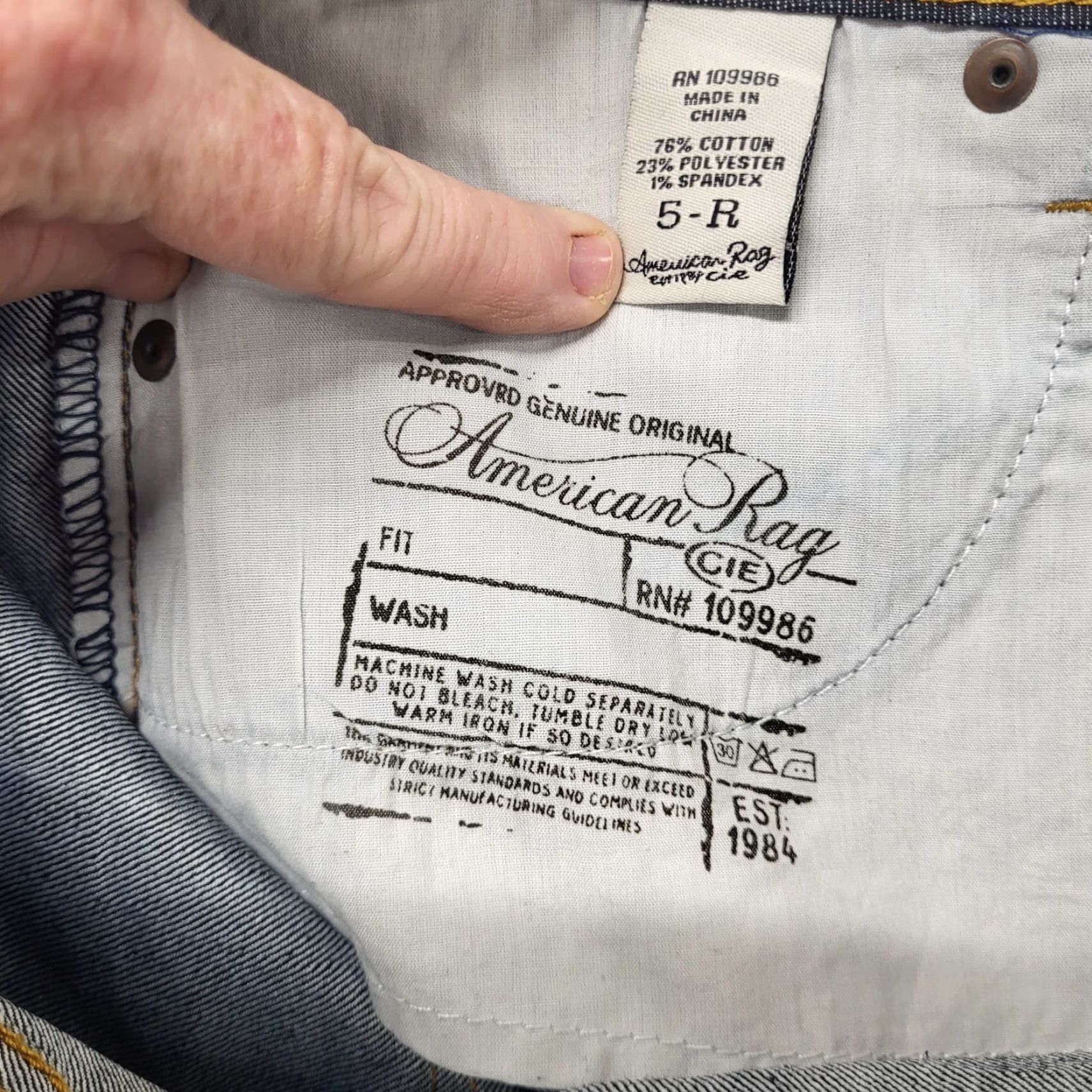 Vintage American Rag Jeans Womens 5R Blue Denim Dark Wash Stretch Embroider Pocket Size 27" / US 4 / IT 40 - 2 Thumbnail