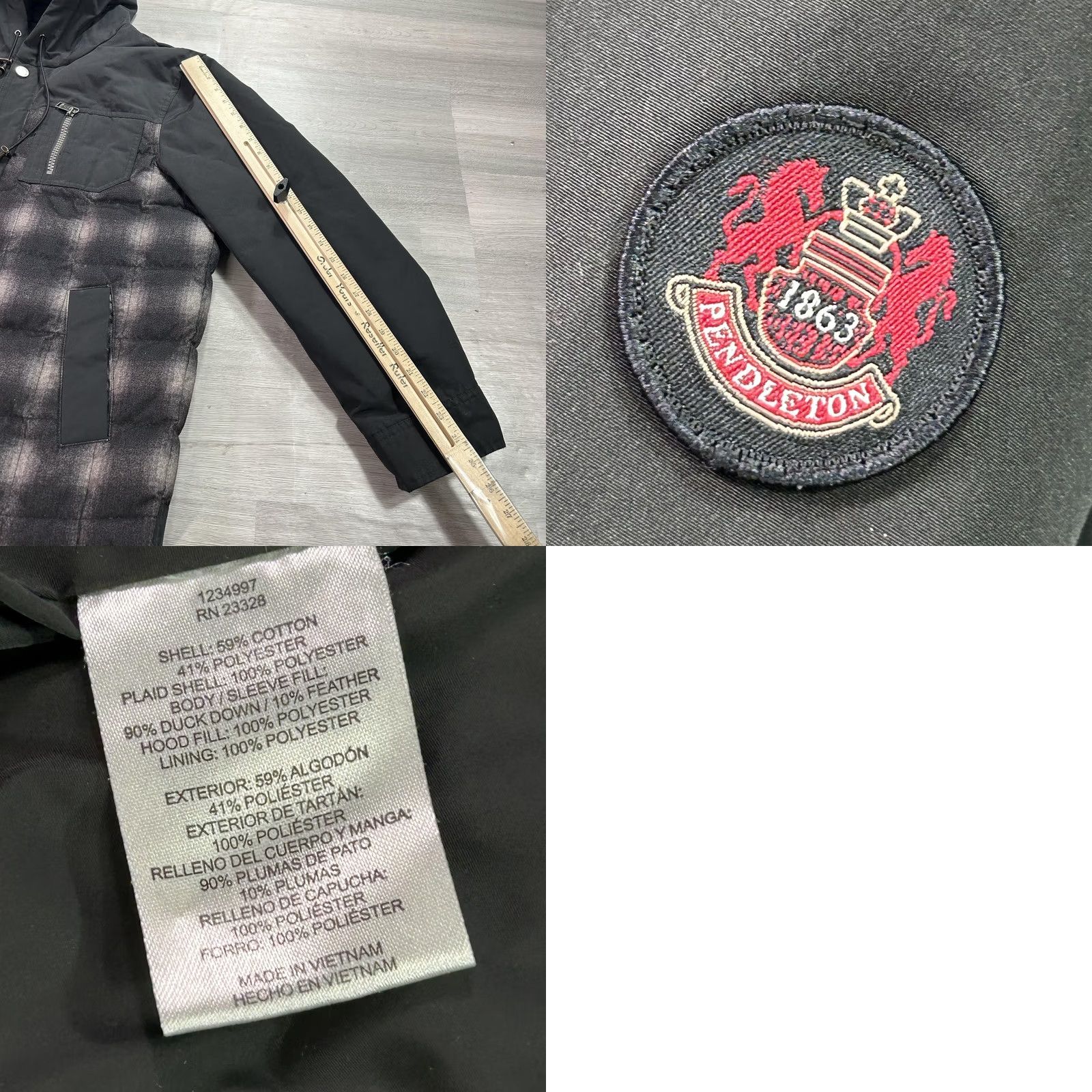 Pendleton Pendleton Jacket Mens M Black Plaid Down Puffer Hooded Full Zip Insulated Jacket Size US M / EU 48-50 / 2 - 8 Thumbnail