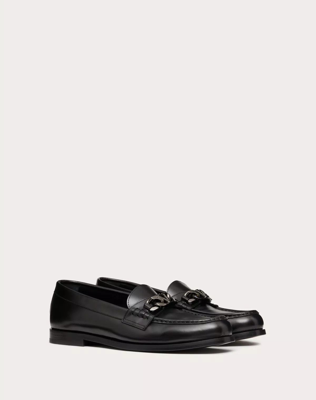 Valentino oc11z0625 Vlogo Chain Calfskin Loafer in Black Size US 11.5 / EU 44-45 - 2 Thumbnail