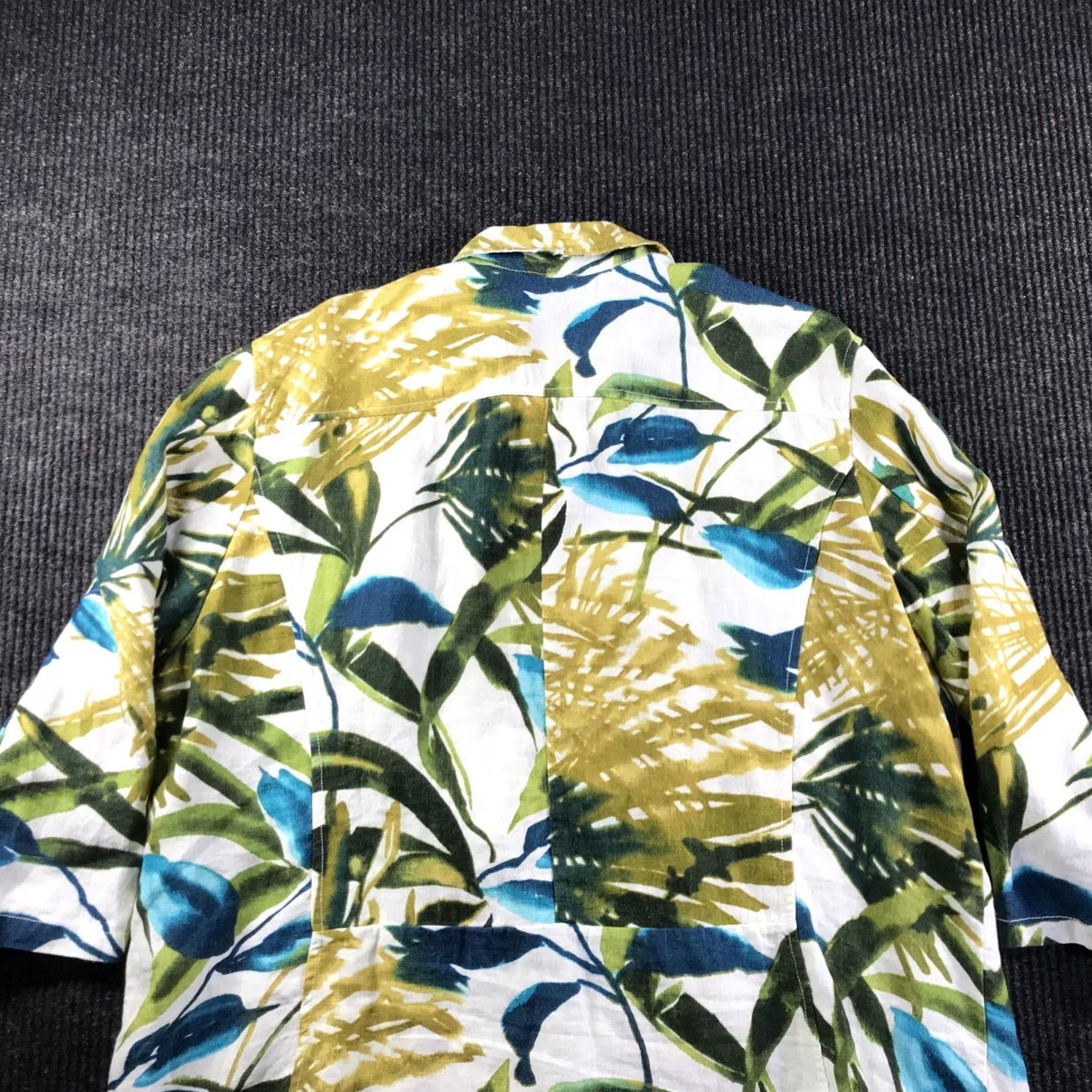 Vintage Chico's Chicos Tropical Leaf Print Linen Blend Jacket Green Blue White Sz 20W NWT Shorts Sleeve Floral Plus Size Womens Jacket Size 3XL / US 20-22 - 5 Thumbnail