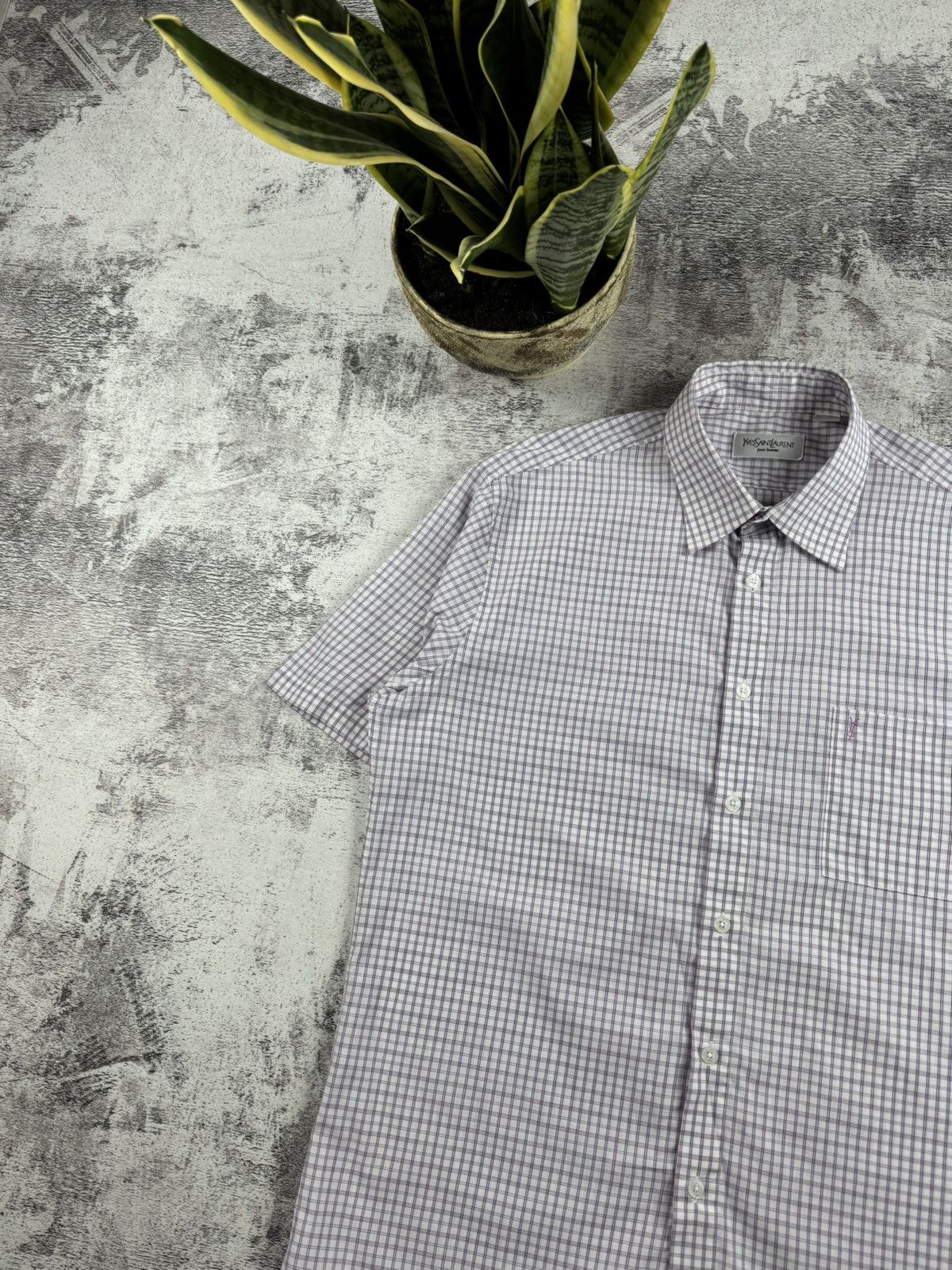 Yves Saint Laurent Yves Saint Laurent YSL Paris Checked 90S Button Blank Shirt Size US L / EU 52-54 / 3 - 4 Thumbnail