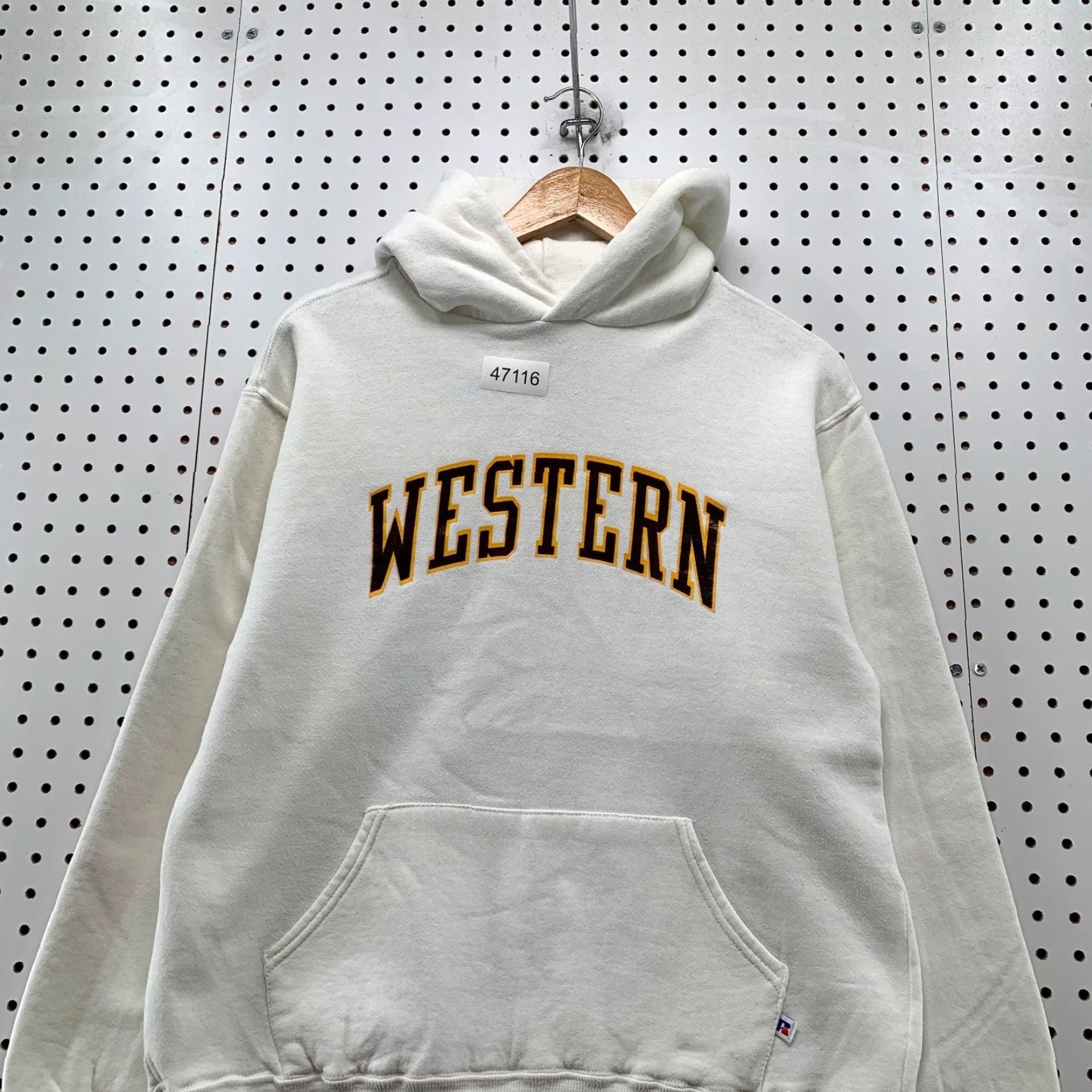 Russell Athletic VINTAGE Russell Athletic Hoodie Sweatshirt Mens M White 80s Western USA Shirt? Size US M / EU 48-50 / 2 - 3 Thumbnail