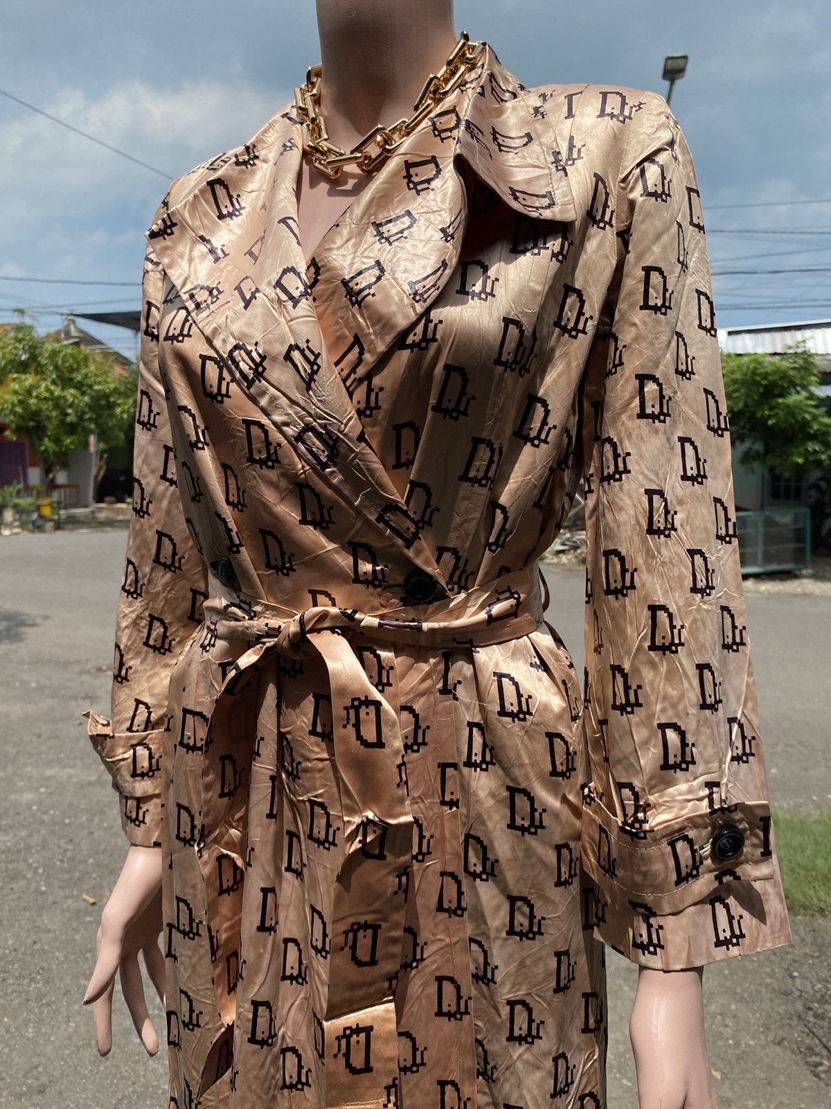 Dior Rare✨ MISS DIOR Monogram Vintage Trench Coat Jacket Size M / US 6-8 / IT 42-44 - 18 Thumbnail