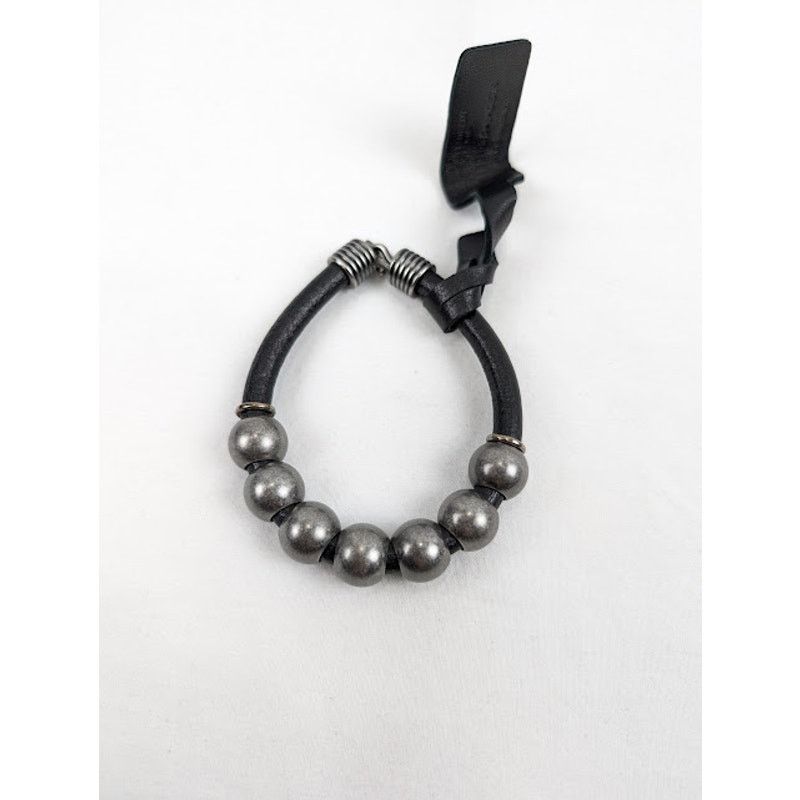 Saint Laurent Paris o1rshd1 Size: L / Beaded Cord Bracelet in Leather & Metal Size ONE SIZE - 1 Thumbnail