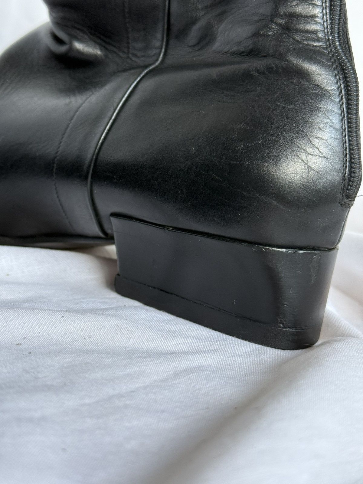 Prada Prada Vintage Leather Black Biker Boots Squared Toe Size US 7 / IT 37 - 10 Thumbnail