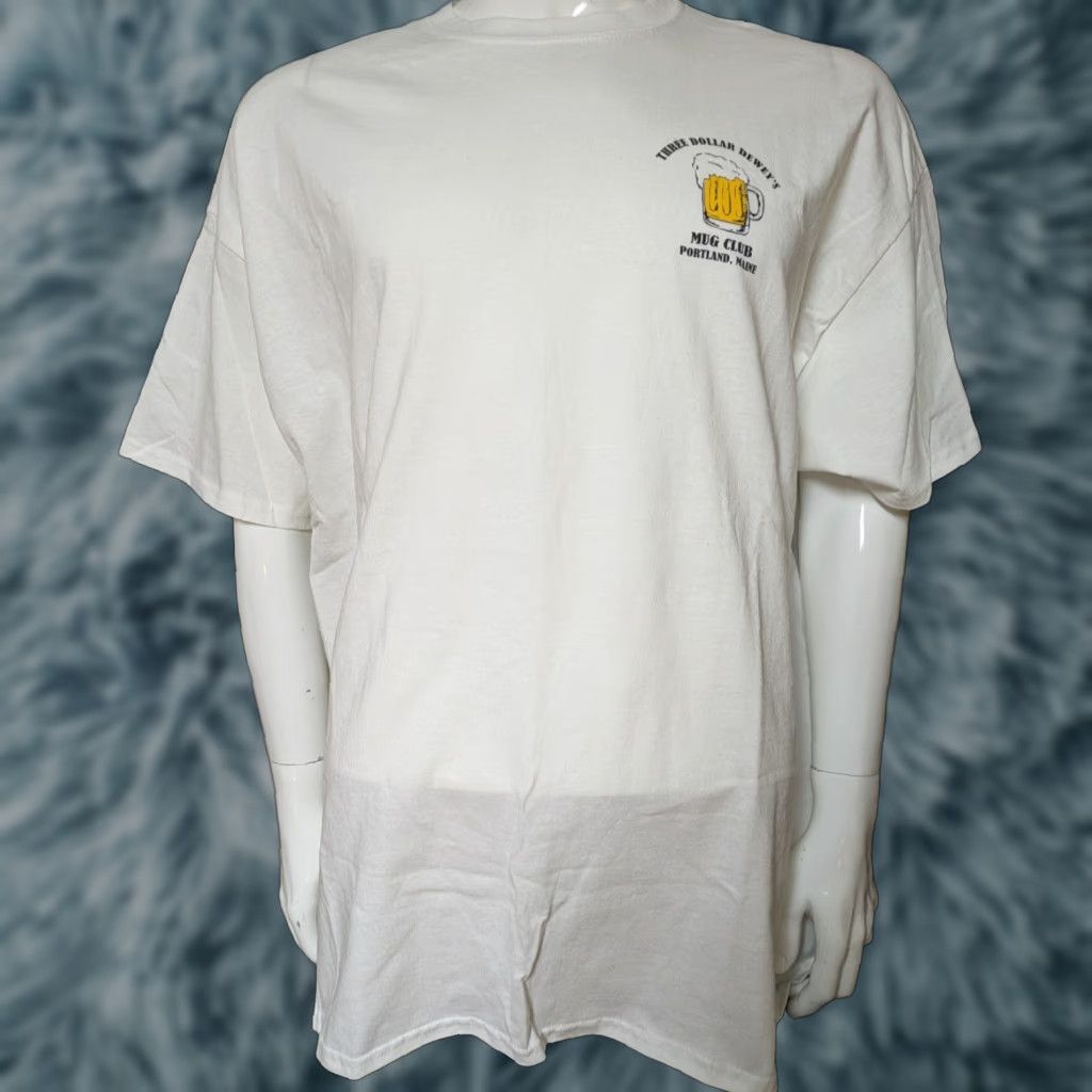 Gildan VTG T-Shirt Portland ME Three Dollar Dewey's Mug Club White 2XL Gildan Crew Neck Short Sleeve Men BARS_n/a Size US XXL / EU 58 / 5 - 1 Thumbnail