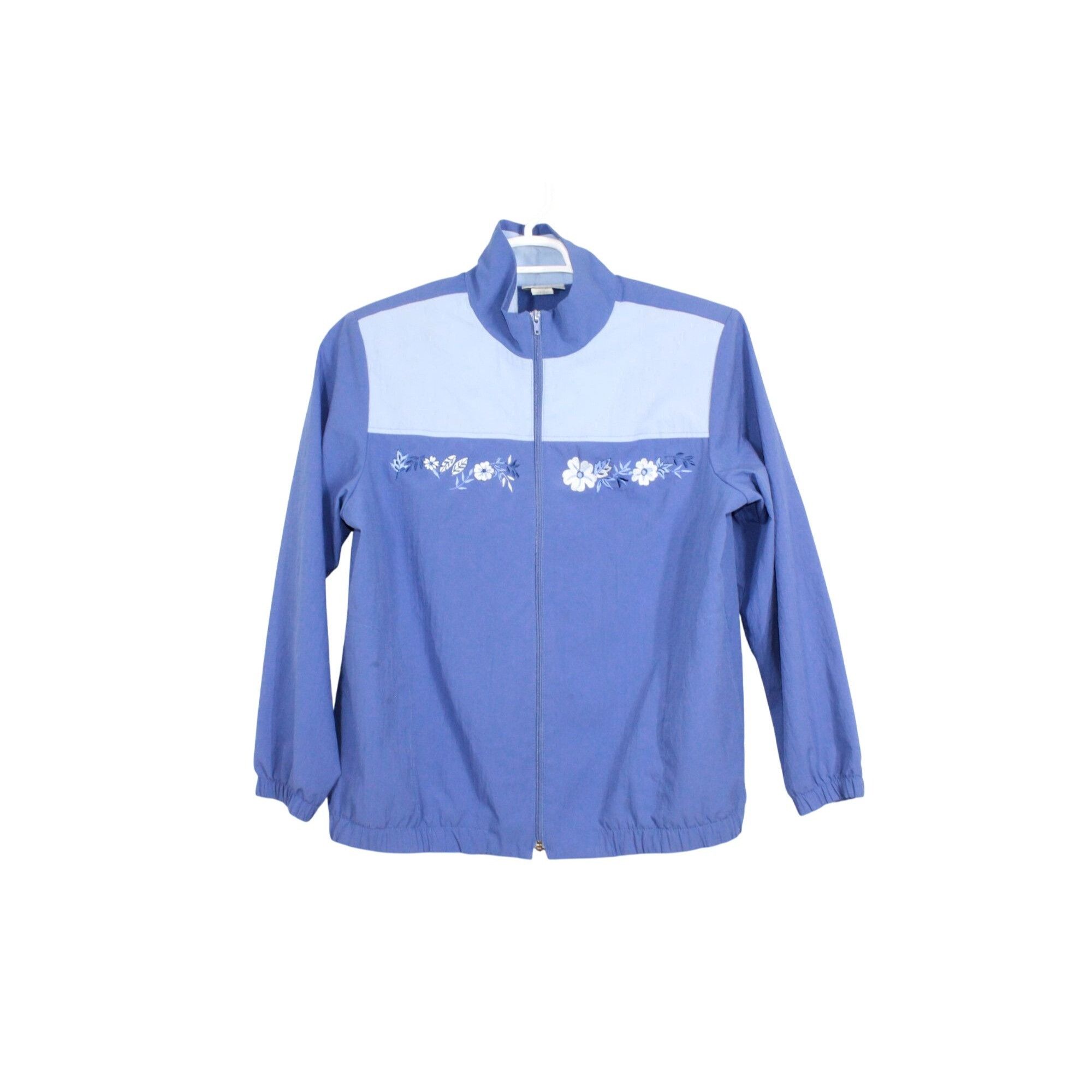 Blair Vintage 90s Blair Women's Blue Embroidered Flowers Track Jac Size M / US 6-8 / IT 42-44 - 1 Thumbnail