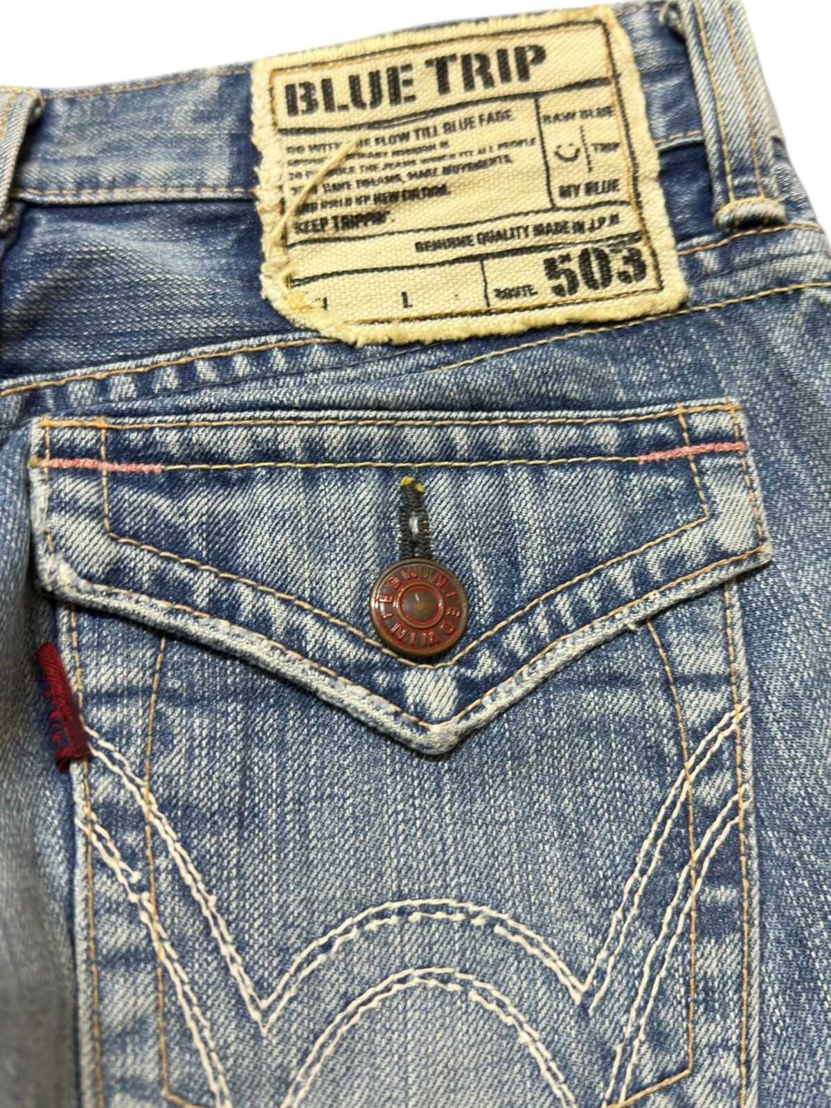 Edwin Vintage Edwin 503 Flare Faded Grunge Distressed Denim Size US 29 - 7 Thumbnail