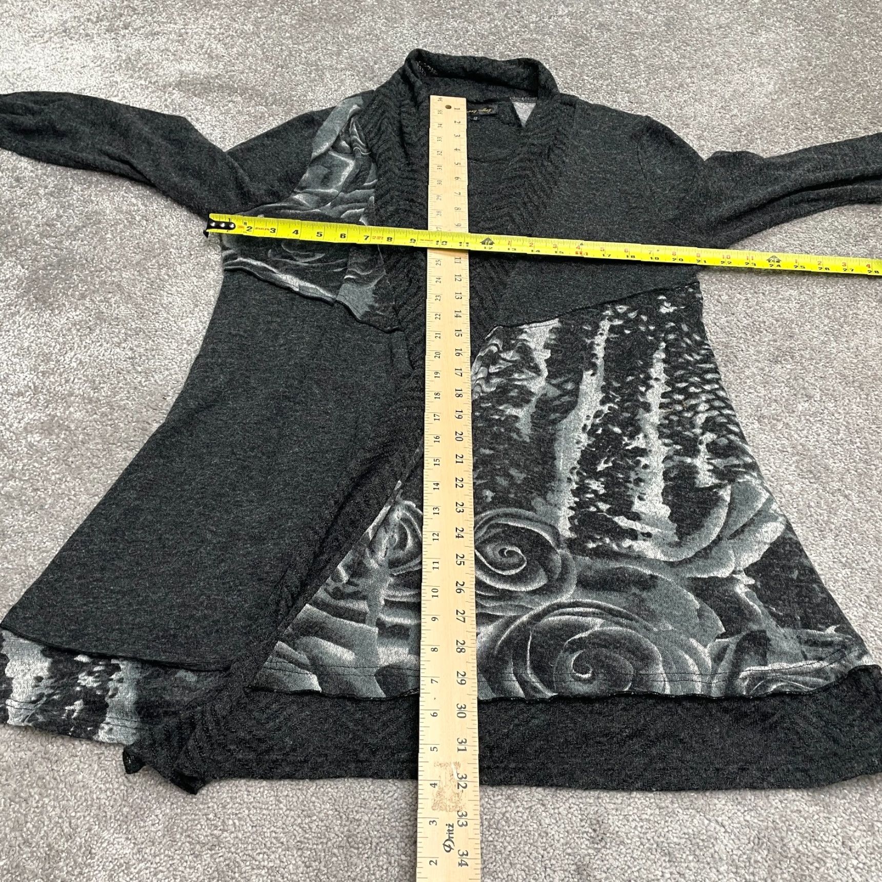 Vintage Jenny May Open Wrap Cardigan Sweater Womens 12 Gray Floral Acrylic Blend Casual Size XL / US 12-14 / IT 48-50 - 7 Thumbnail