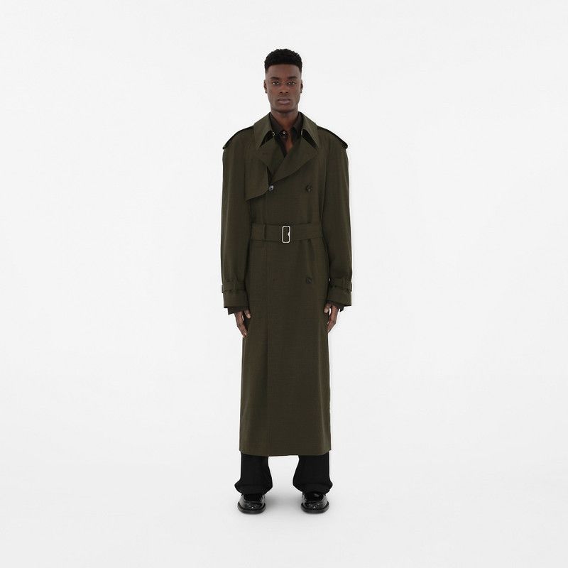 Burberry o1w1db10326 Long Stretch Wool Trench Coat in Dark Olive Size US M / EU 48-50 / 2 - 4 Thumbnail