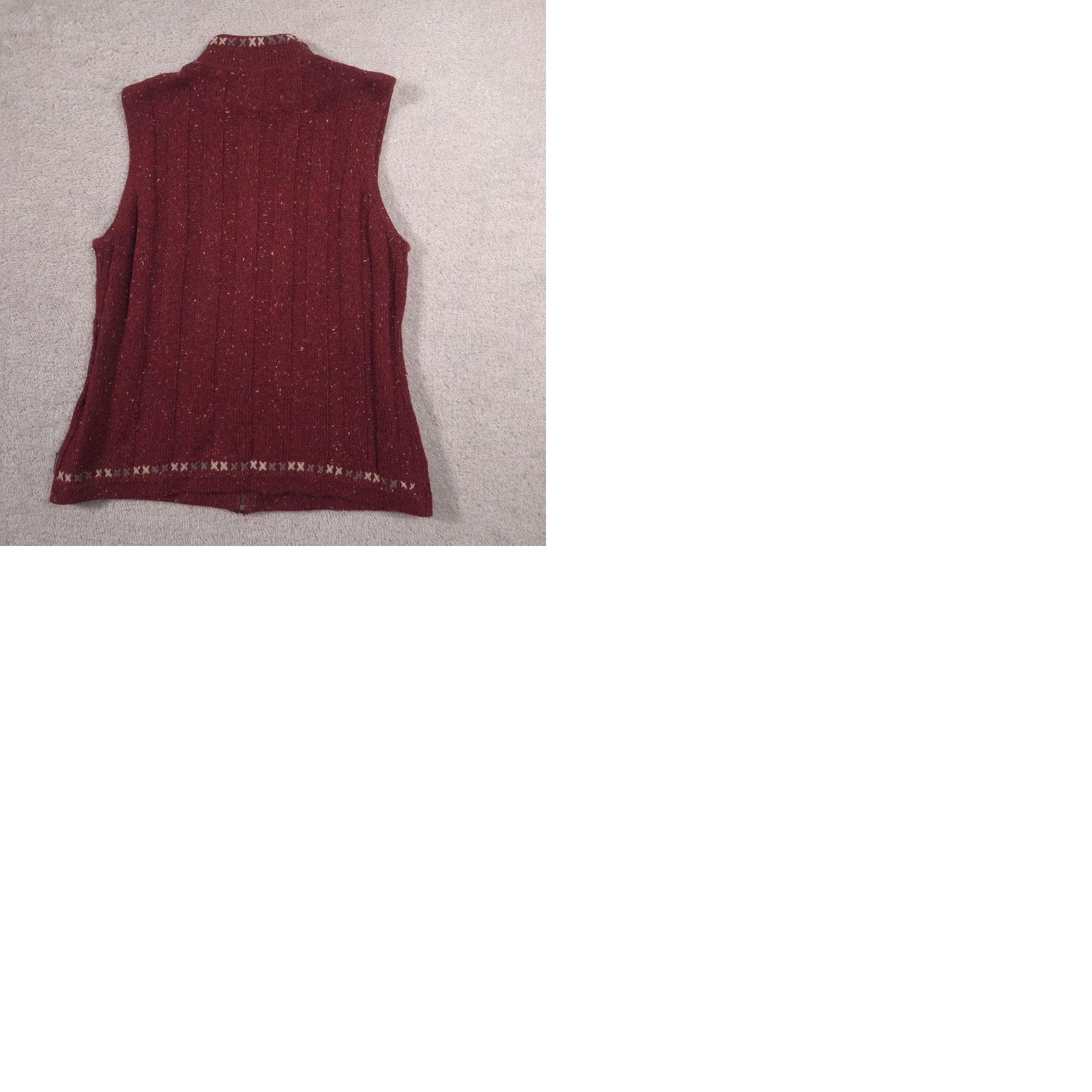 Vintage Woolrich Sweater Vest Womens Small Red Full Zip Mock Neck Ruby Heather Knit Vest Geometric Embroidered Zipper Size S / US 4 / IT 40 - 9 Thumbnail