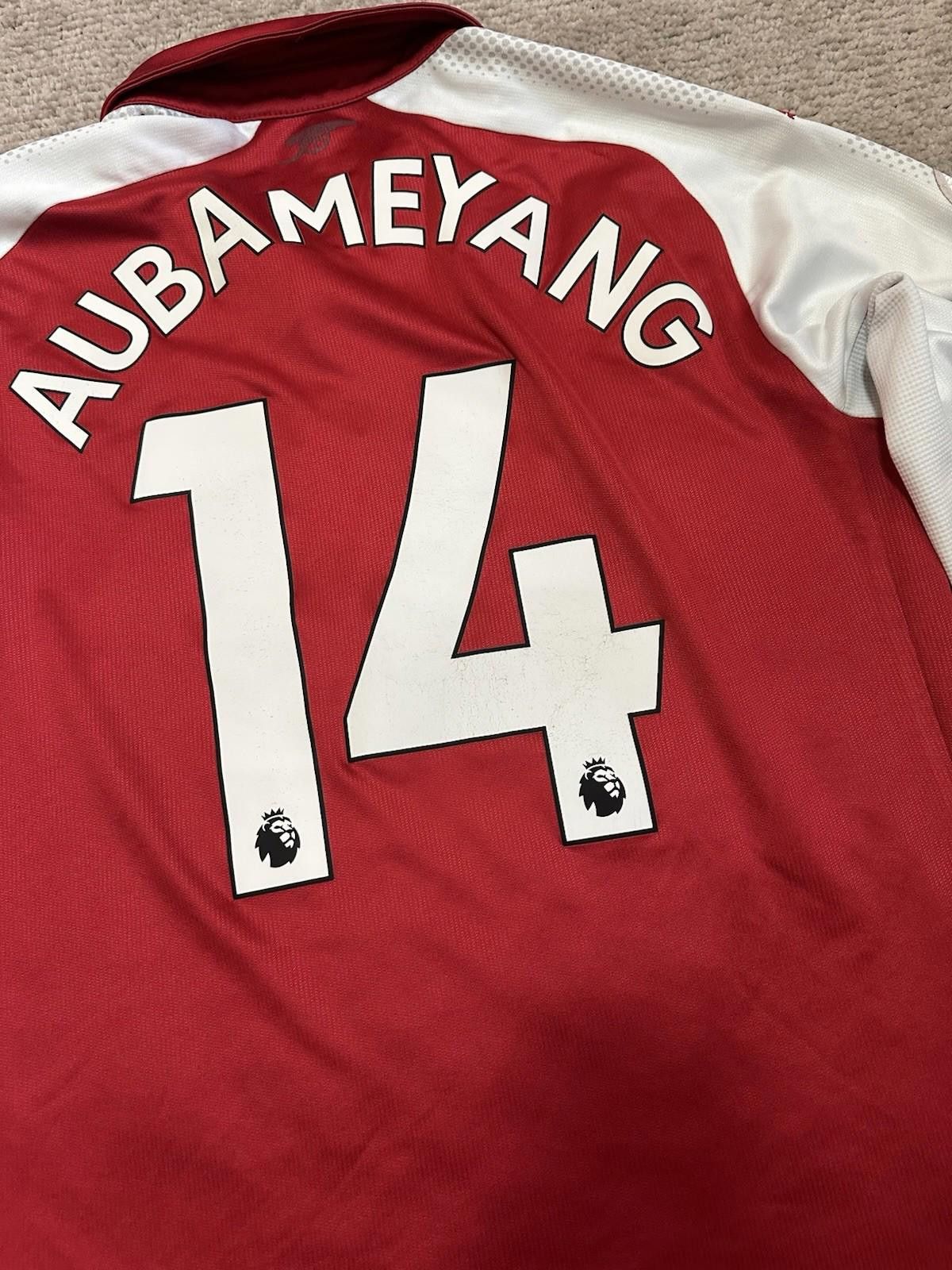 Puma #14 AUBAMEYANG ARSENAL LONDON 2017/18 HOME SHIRT JERSEY PUMA Size US M / EU 48-50 / 2 - 10 Thumbnail