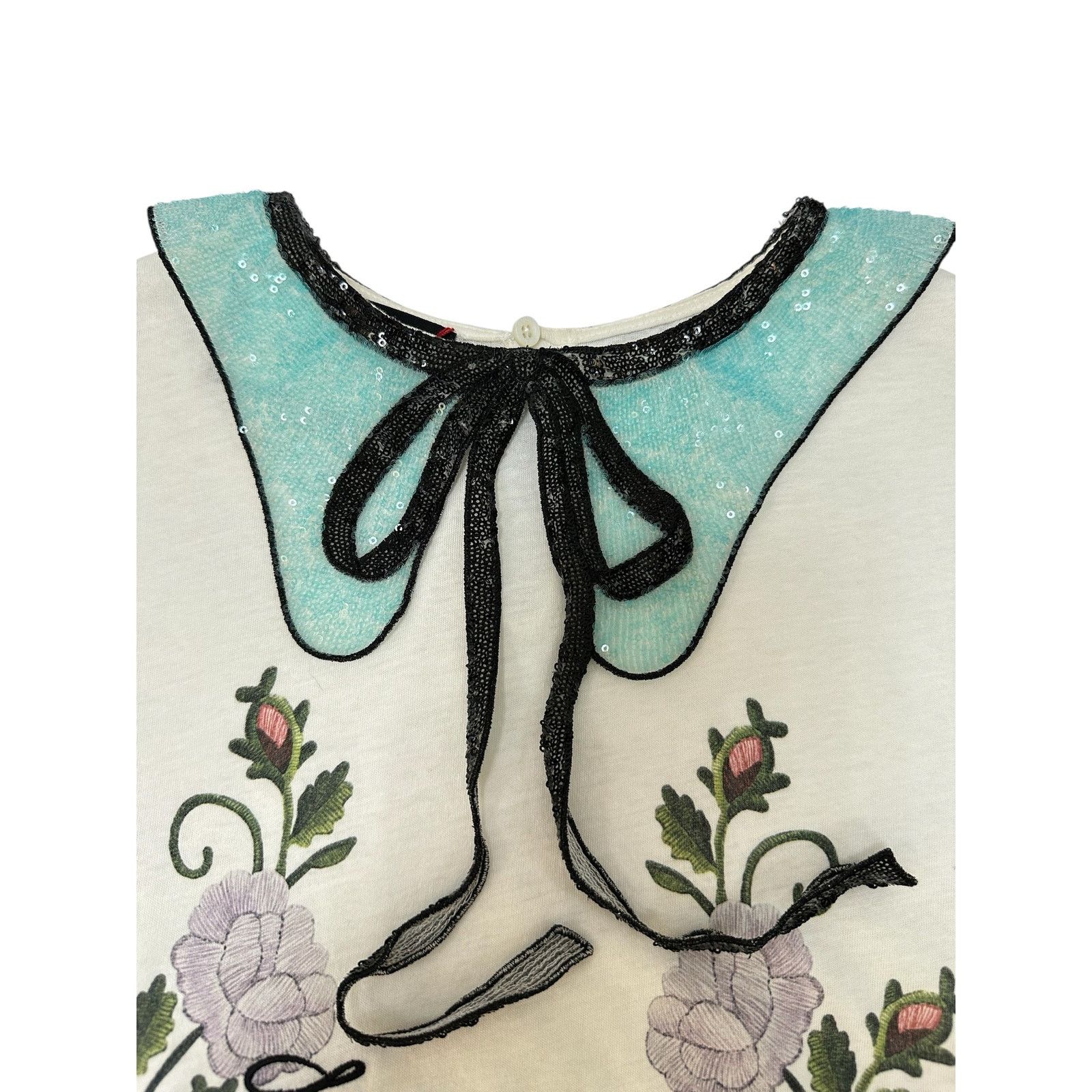 Gucci Gucci Embroidery Sequin Collar T-shirt Top Sz.M Size M / US 6-8 / IT 42-44 - 4 Thumbnail