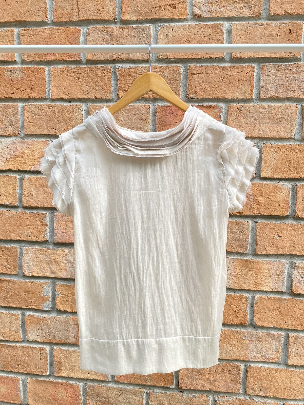 Lanvin LANVIN Cream Layered Ruffled Neckline Blouse Size XS / US 0-2 / IT 36-38 - 3 Thumbnail