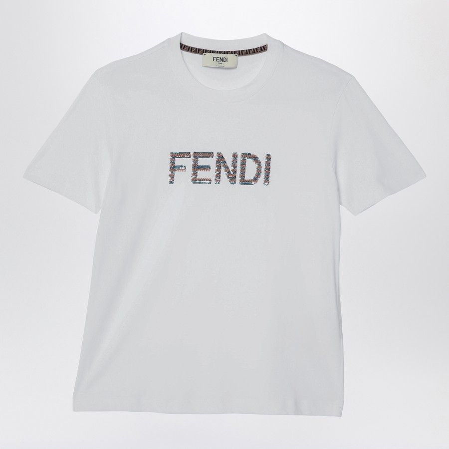 Fendi o1d2blof0824 Cotton T-Shirt With Logo in White Size S / US 4 / IT 40 - 1 Thumbnail
