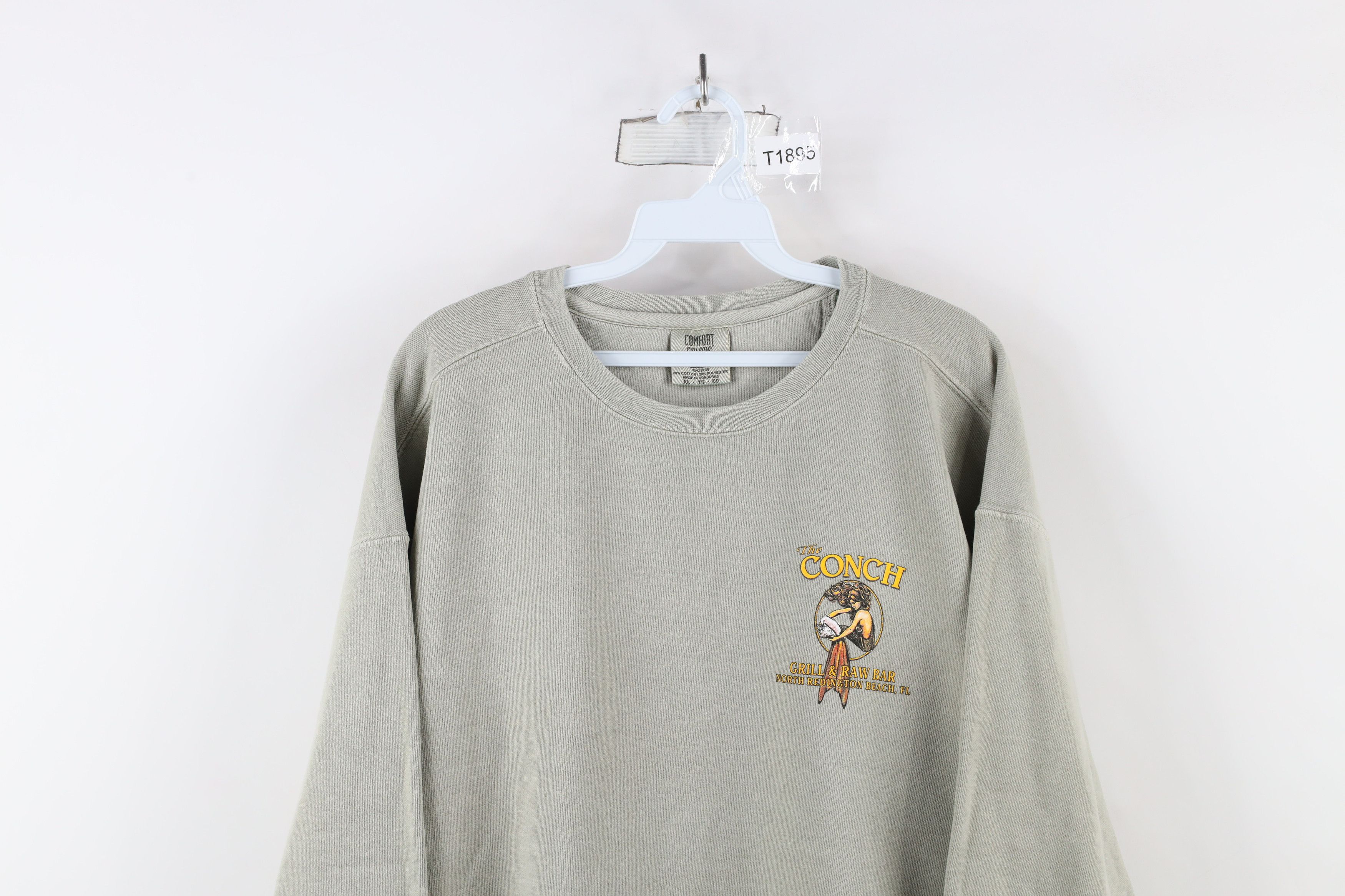 Vintage Vintage 90s The Conch Grill and Raw Bar Sweatshirt Green Size US XL / EU 56 / 4 - 2 Thumbnail