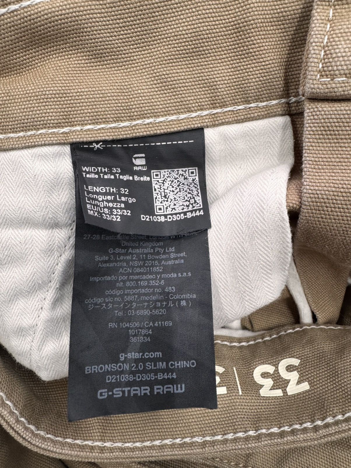 G-Star G-Star Raw Men Bronson 2.0 Chino Pants Beige Straight Size US 33 - 4 Thumbnail