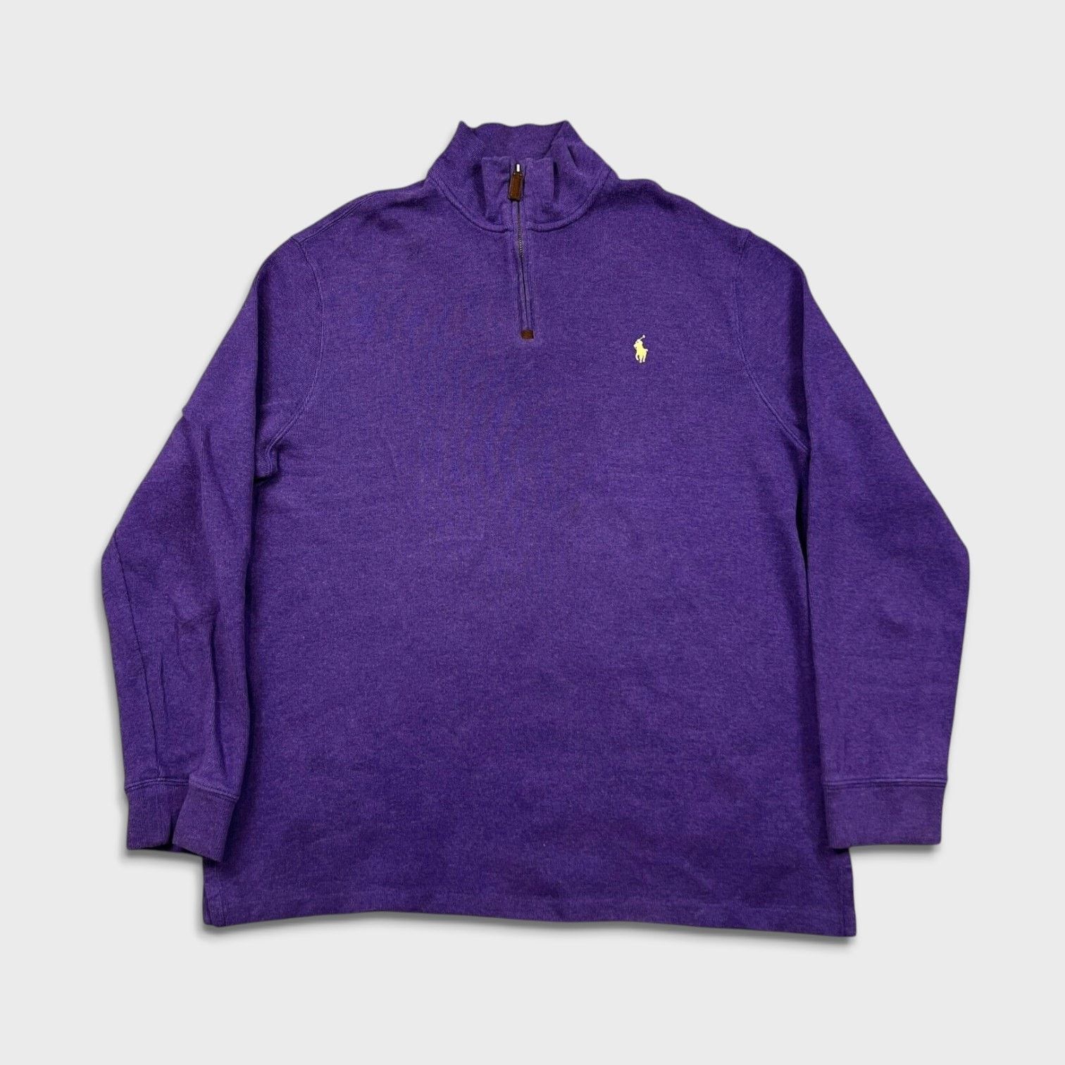 Polo Ralph Lauren × Vintage Polo Ralph Lauren Sweatshirt XL Purple Pony 1/4 Zip Pullover Size US XL / EU 56 / 4 - 1 Thumbnail